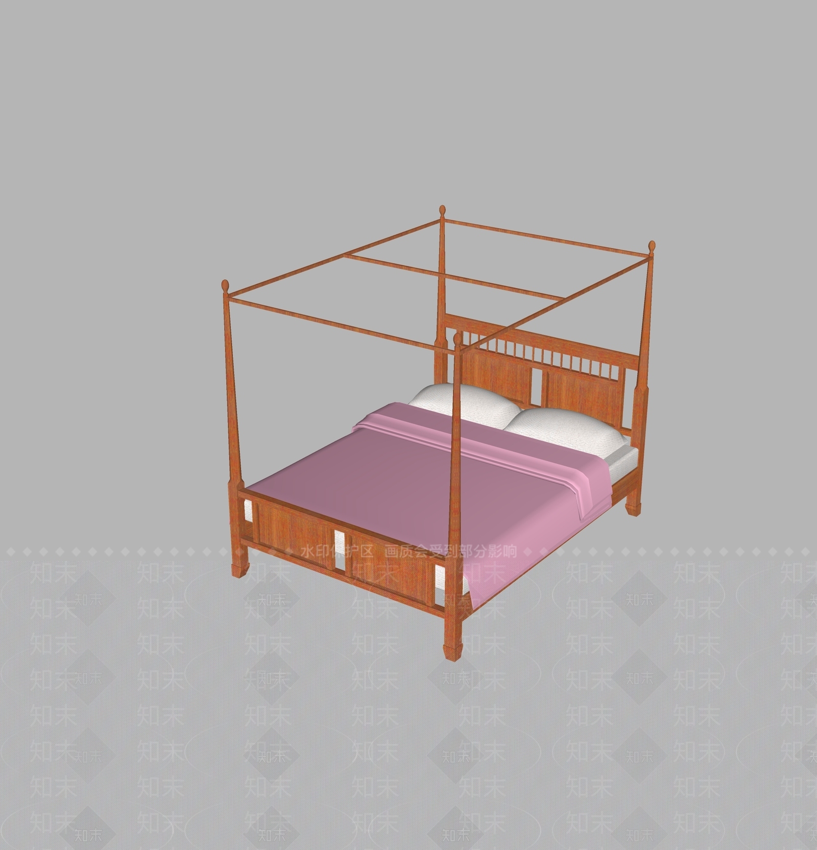 现代双人床SU模型下载【ID:1192280819】