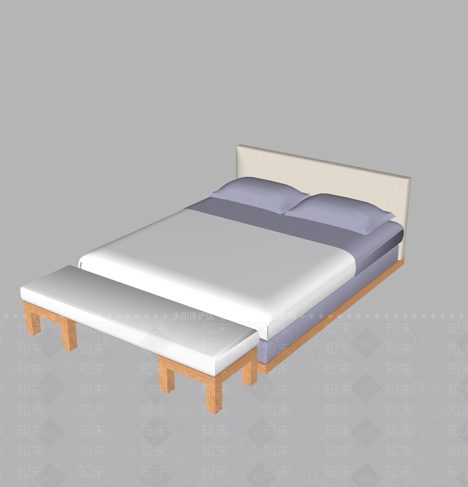 现代双人床SU模型下载【ID:1192280936】