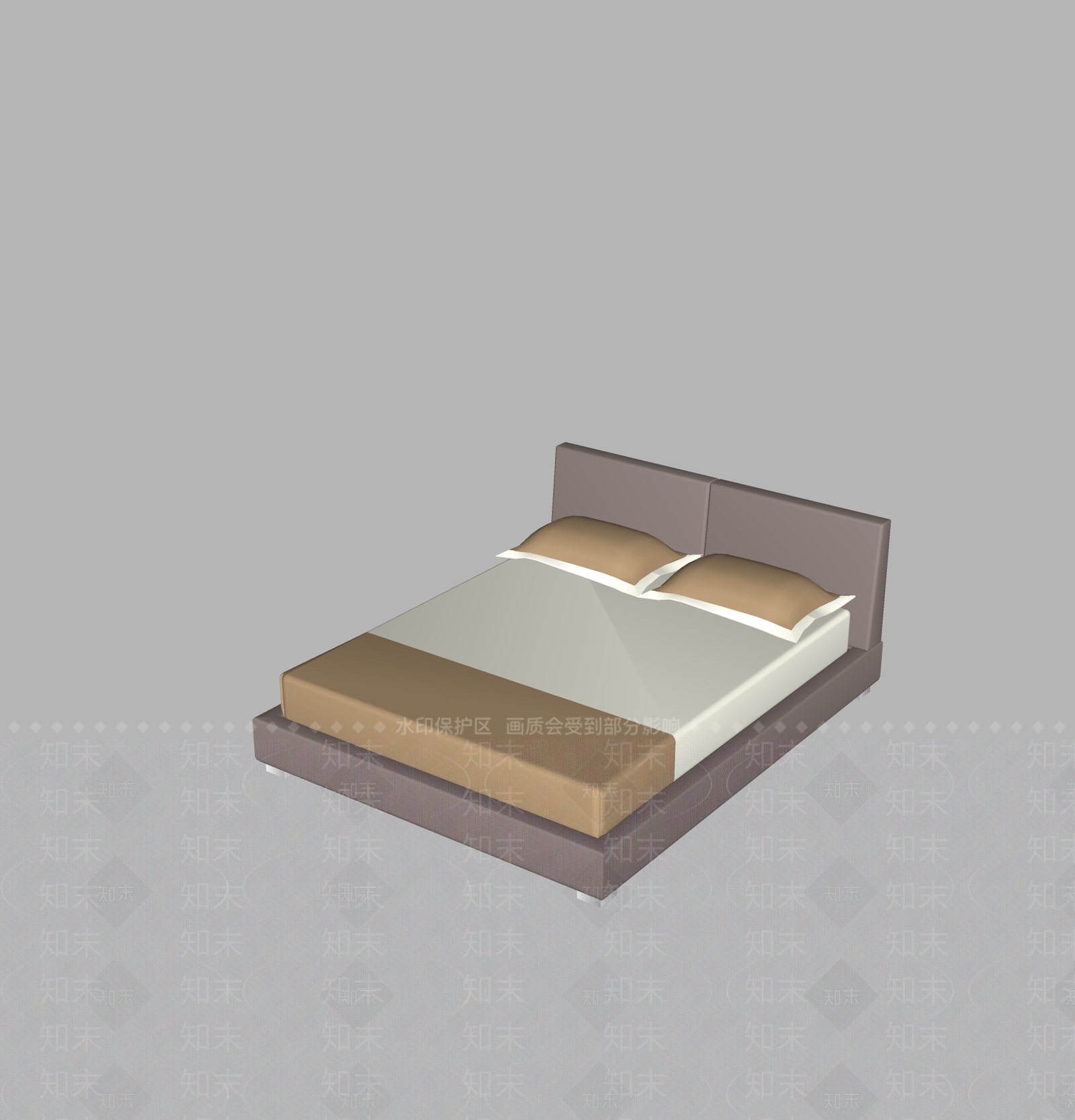 现代双人床SU模型下载【ID:1192281114】