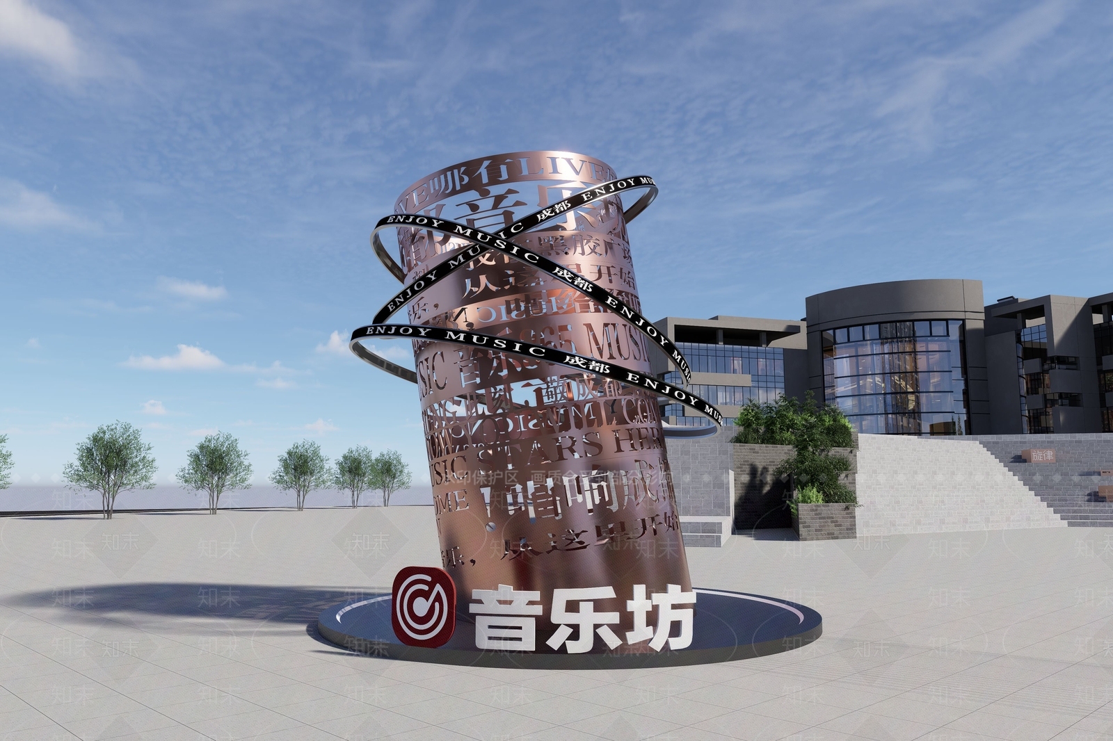 现代广场景观SU模型下载【ID:1192282220】