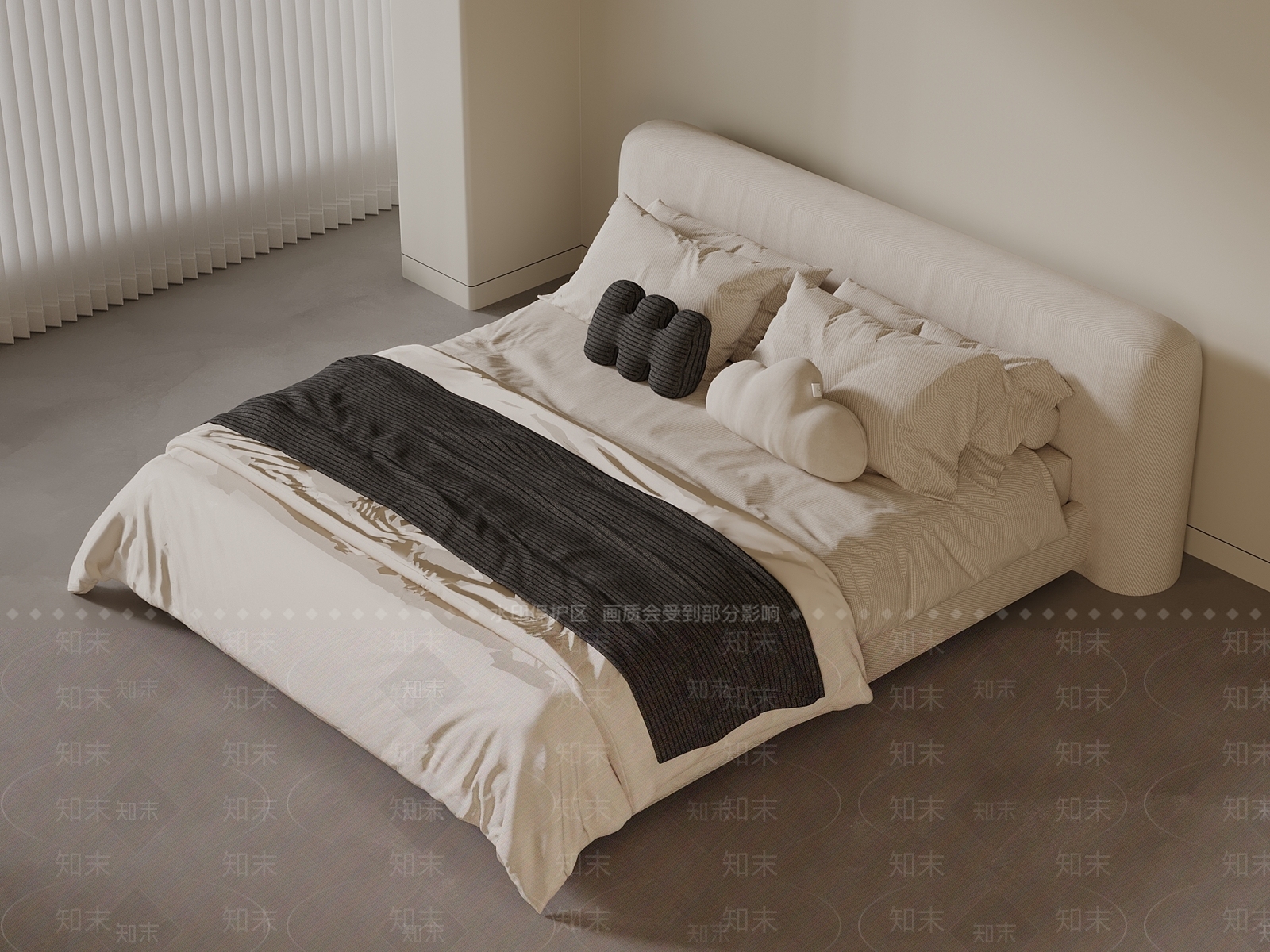 现代中古双人床SU模型下载【ID:1192284581】