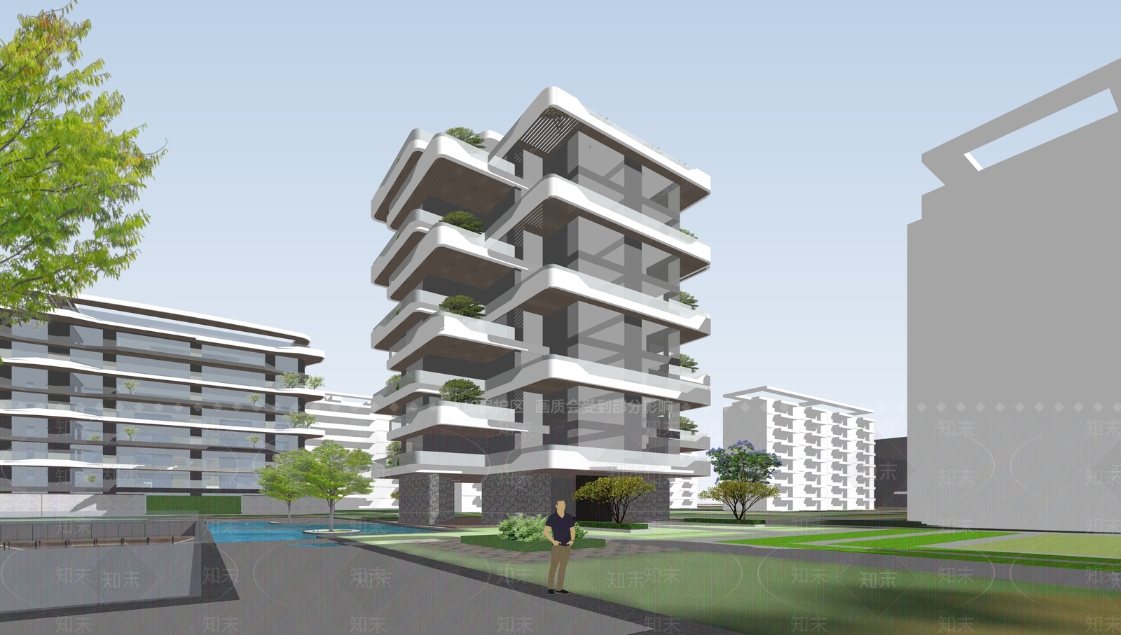 现代多层住宅SU模型下载【ID:1192289680】