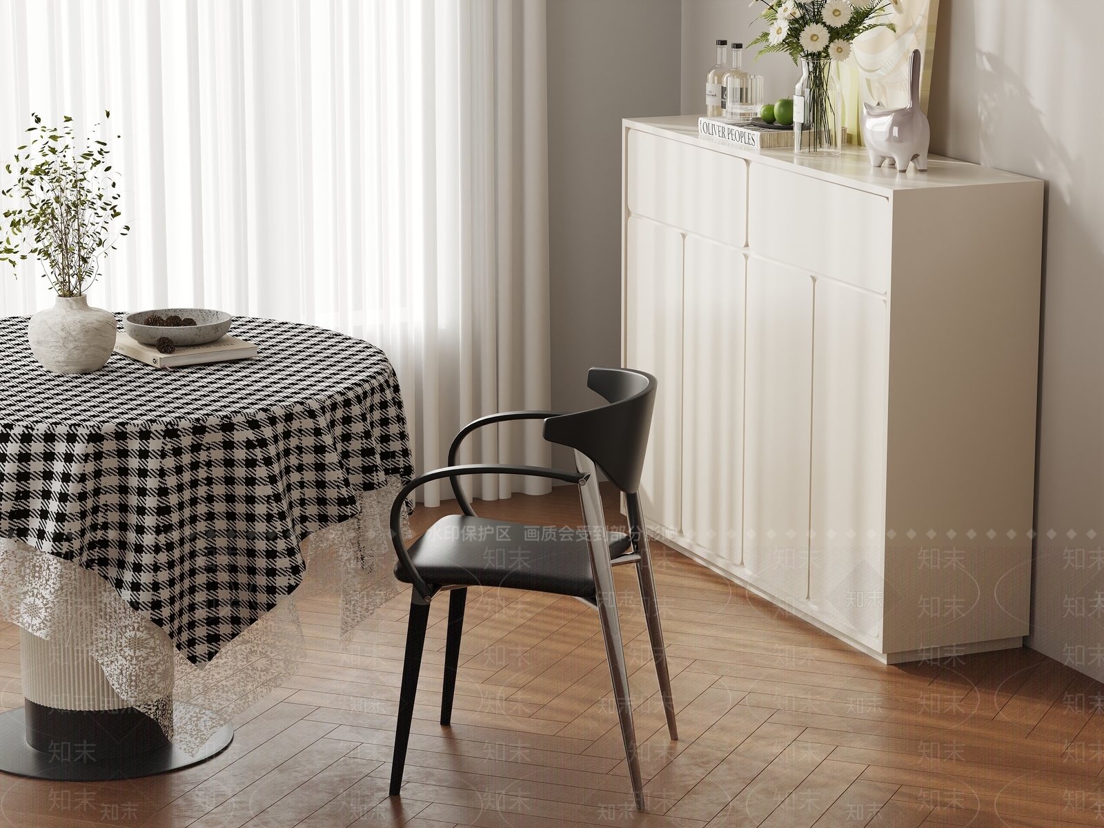 现代法式桌布3D模型下载【ID:1192295824】