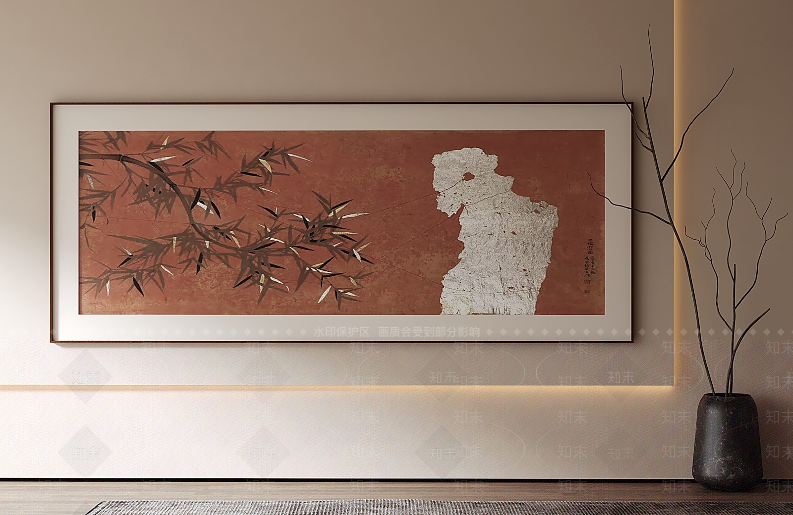 新中式宋式挂画3D模型渲染效果图