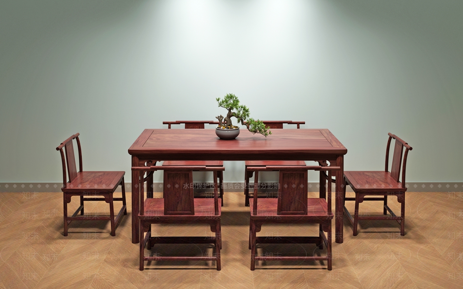 新中式中式餐桌3D模型下载【ID:1192305985】