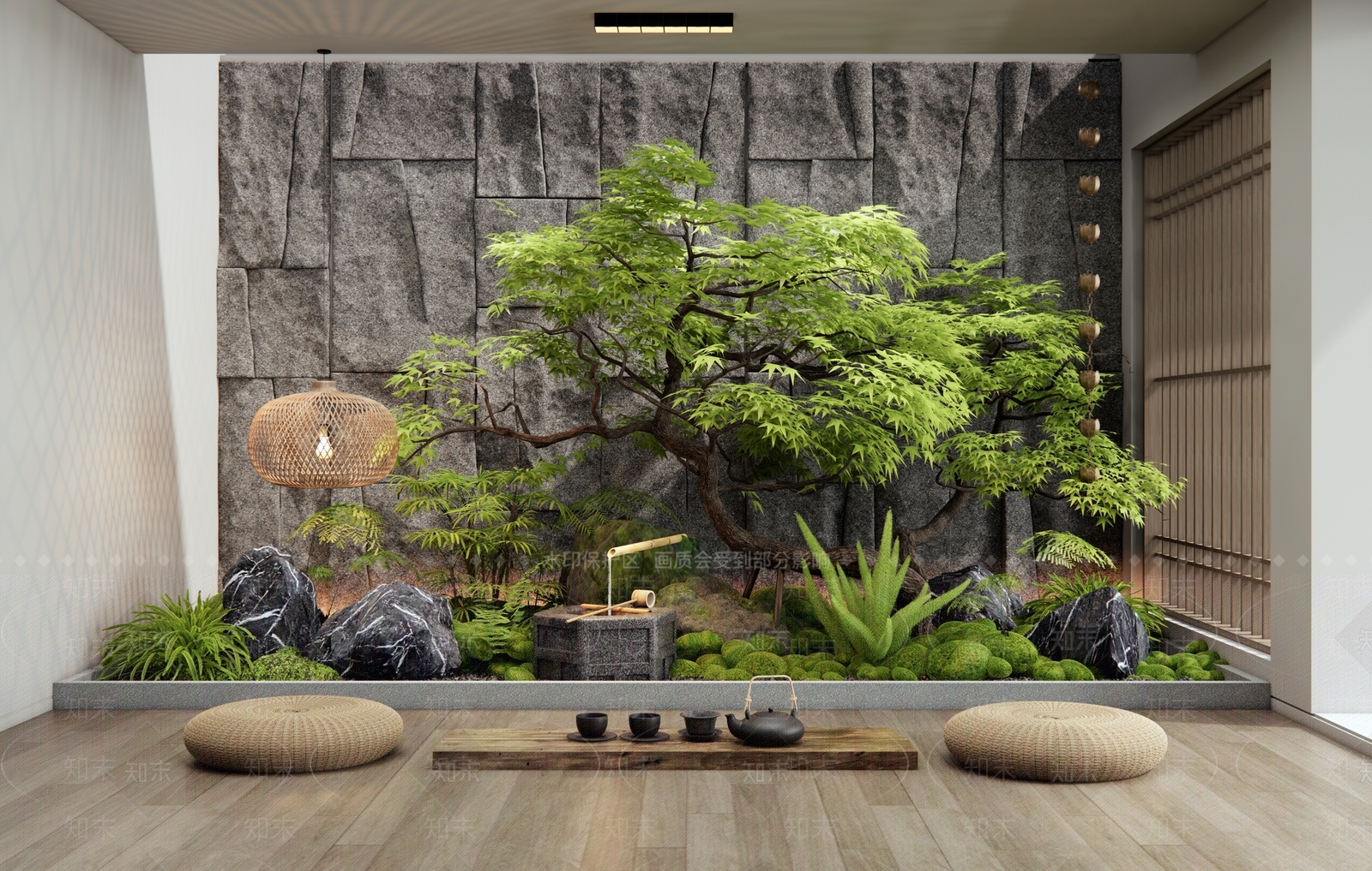 日式室内景观SU模型下载【ID:1192306666】