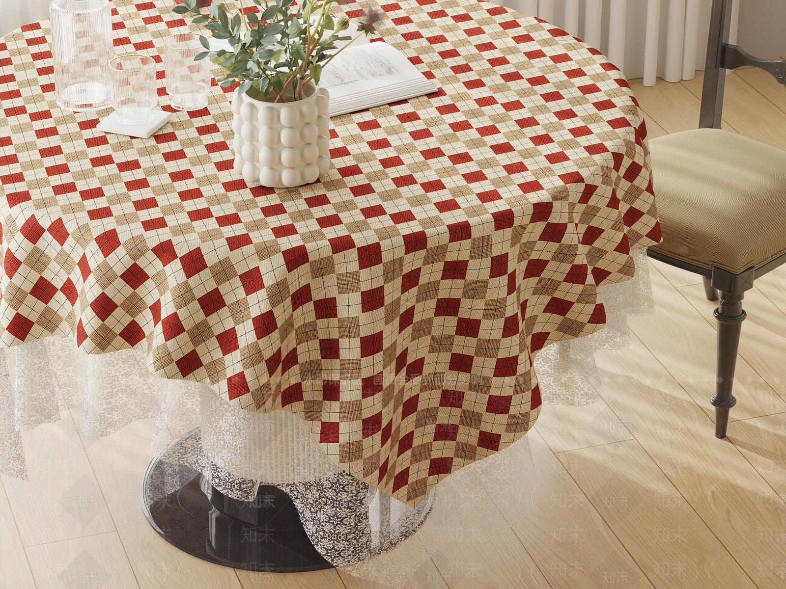 美式复古桌布3D模型下载【ID:1192310822】