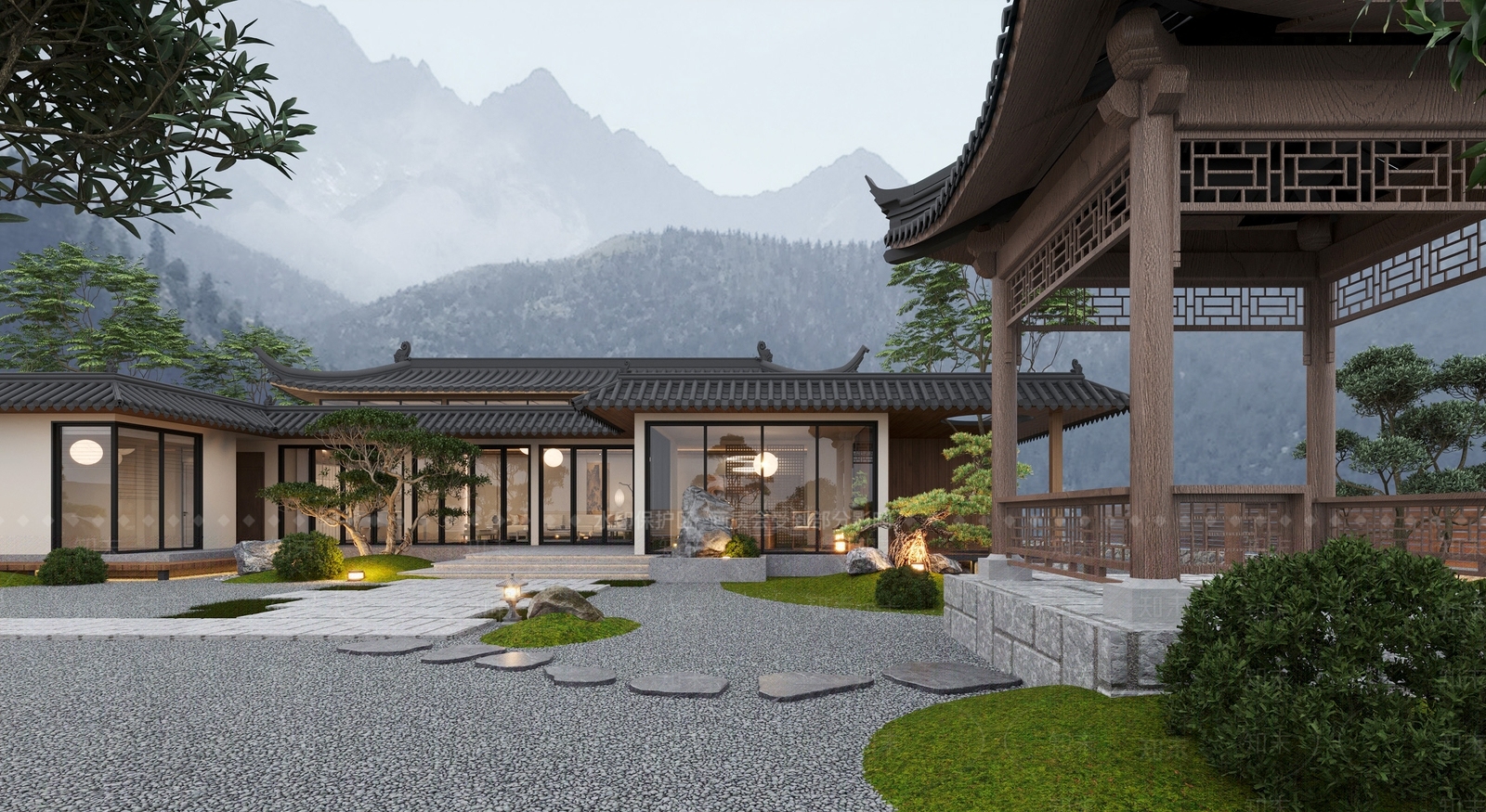 新中式复古外景3D模型下载【ID:1192315417】