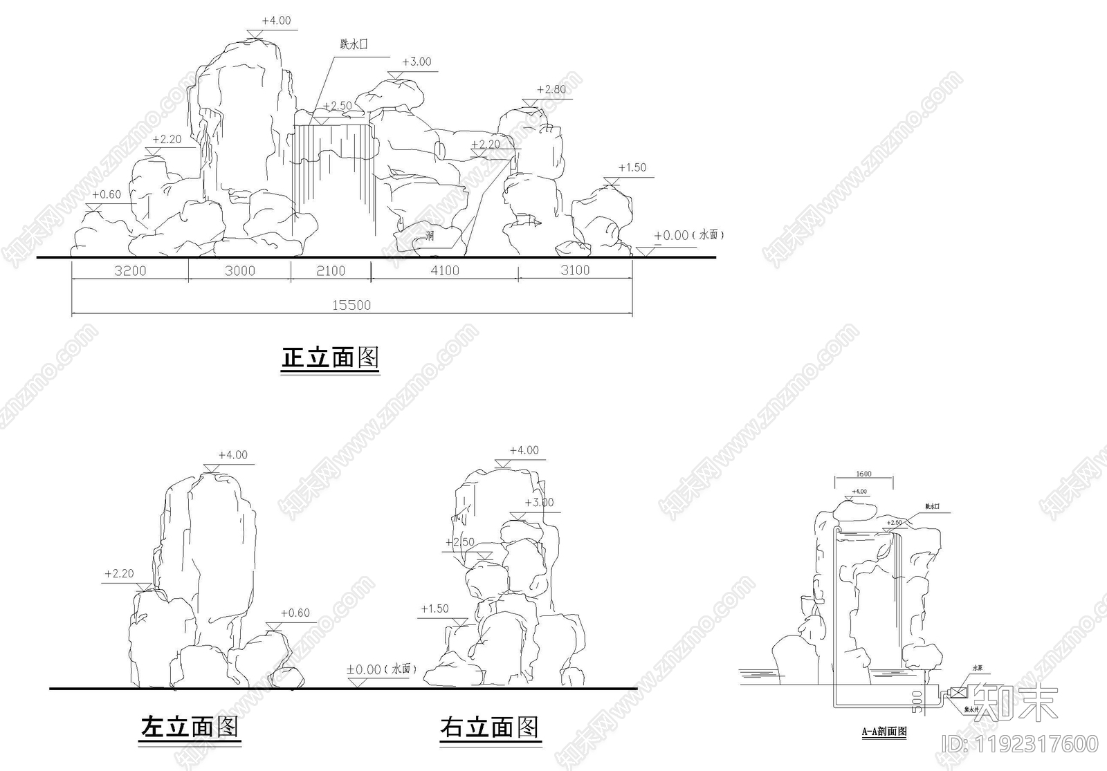 现代假山水景图库cad施工图下载【ID:1192317600】