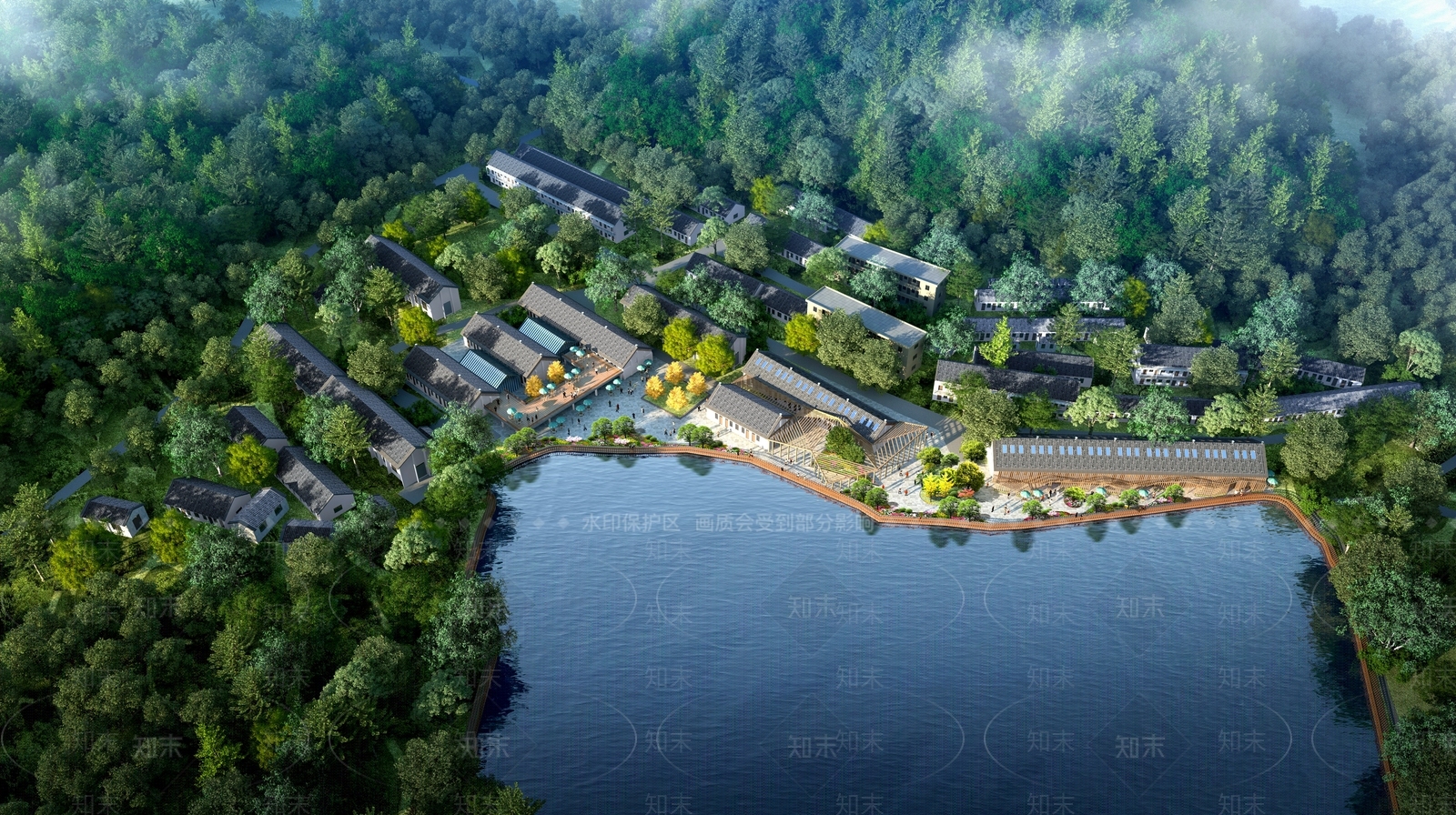 新中式鸟瞰规划3D模型下载【ID:1192319509】