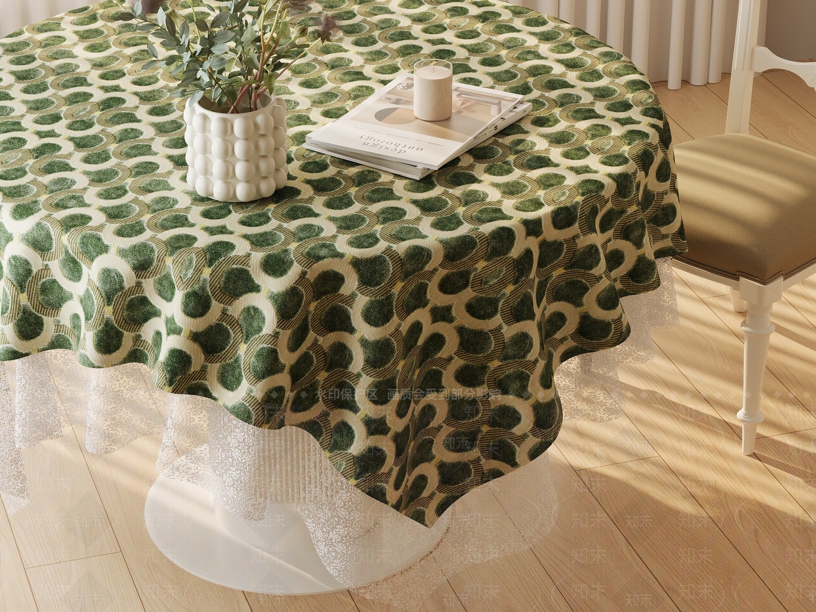 美式复古桌布3D模型下载【ID:1192319760】