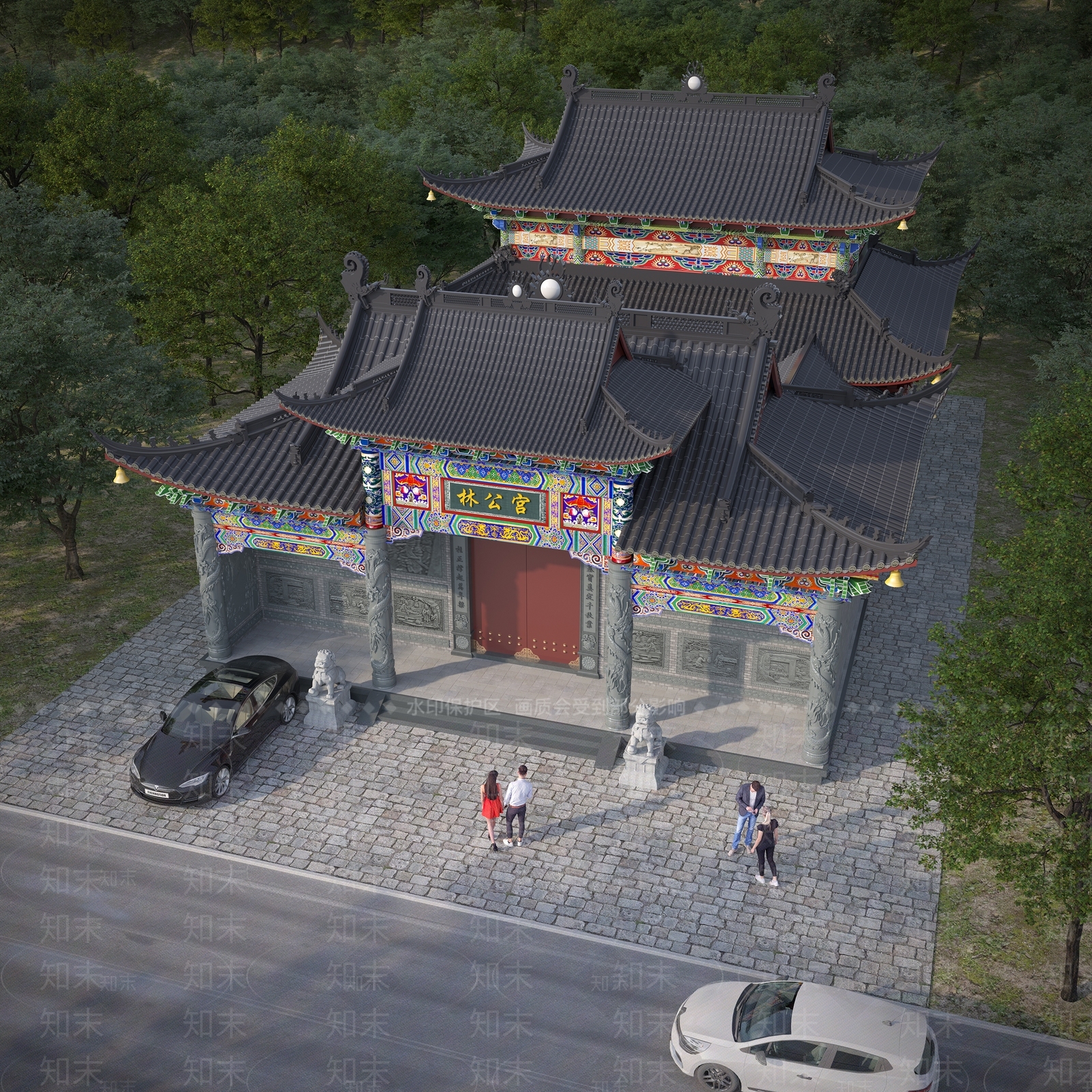 新中式中式鸟瞰规划3D模型下载【ID:1192321236】