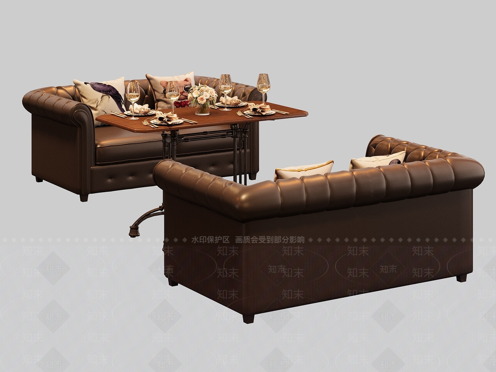 现代复古餐桌椅3D模型下载【ID:1192320997】