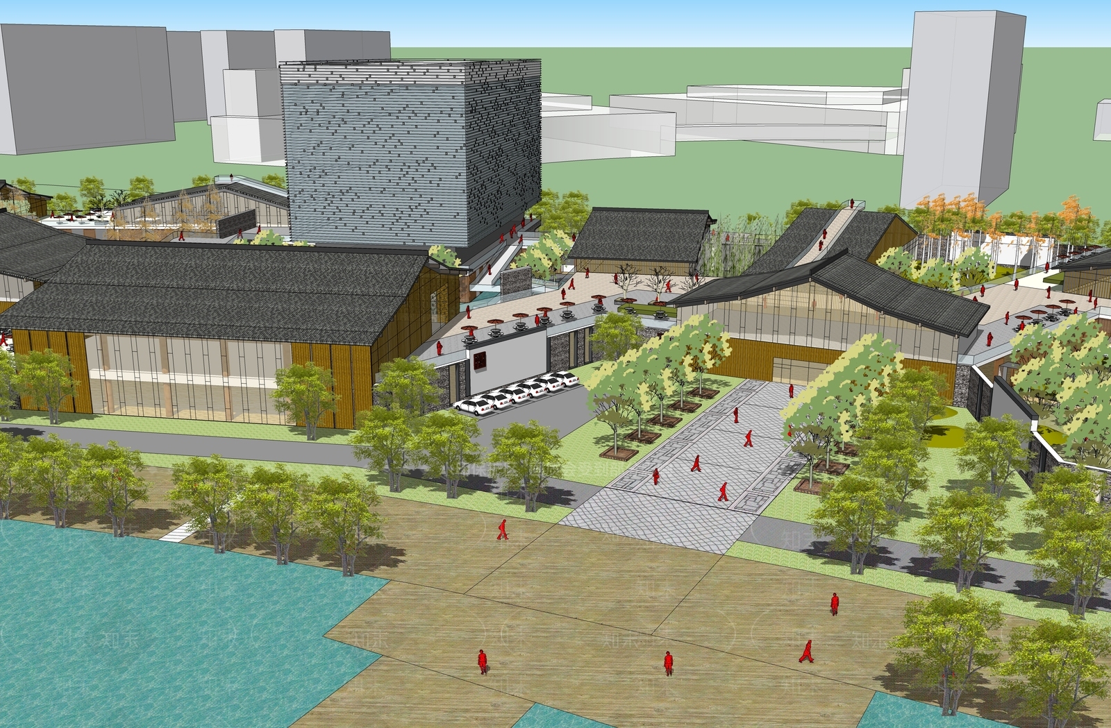 现代商场建筑SU模型下载【ID:1192323948】