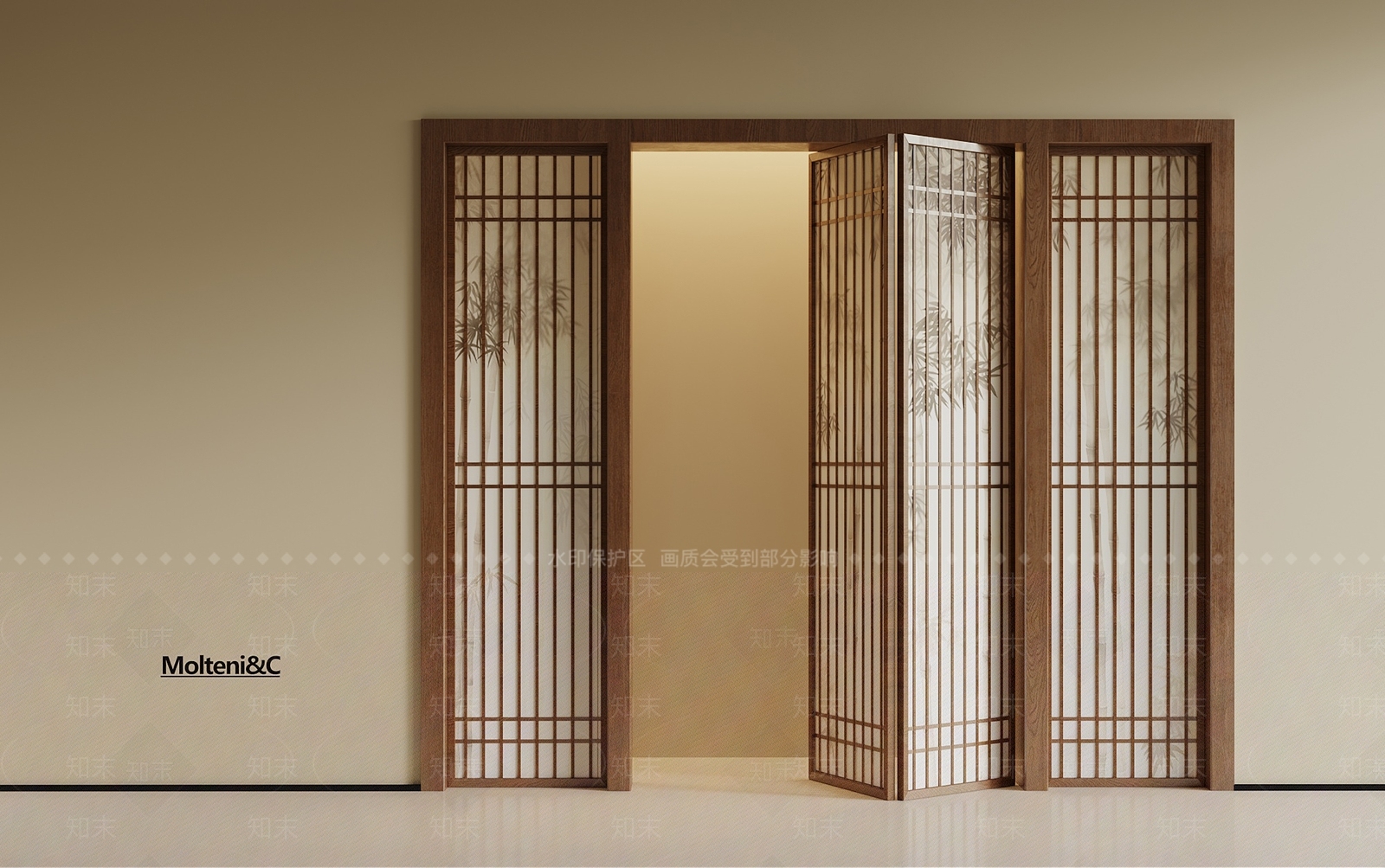 新中式推拉门SU模型下载【ID:1192324711】
