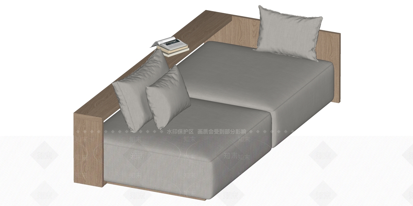 现代原木双人沙发SU模型下载【ID:1192326724】