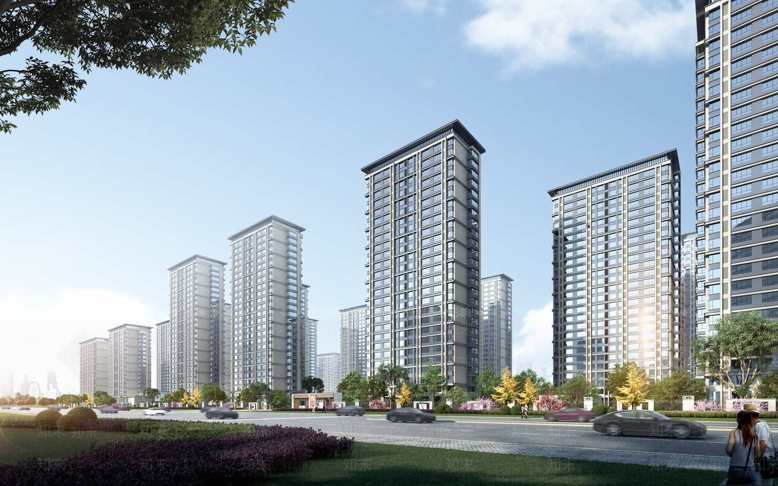 现代新中式高层住宅3D模型下载【ID:1192328344】