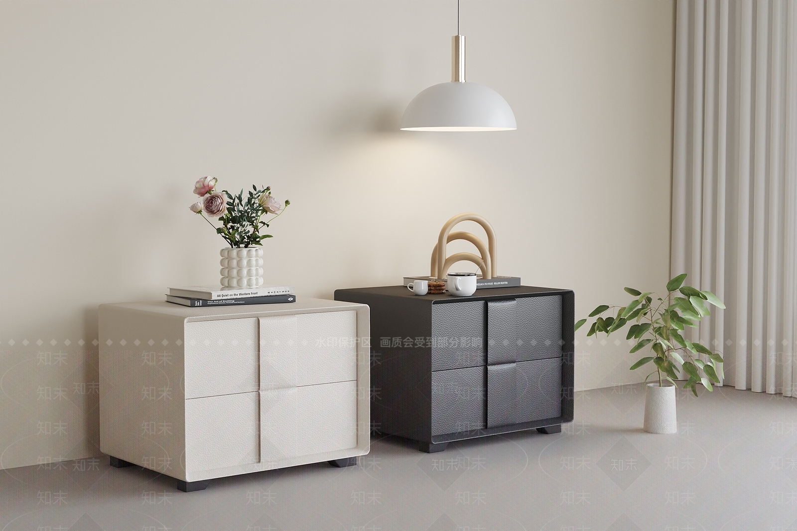 现代极简床头柜3D模型下载【ID:1192328832】