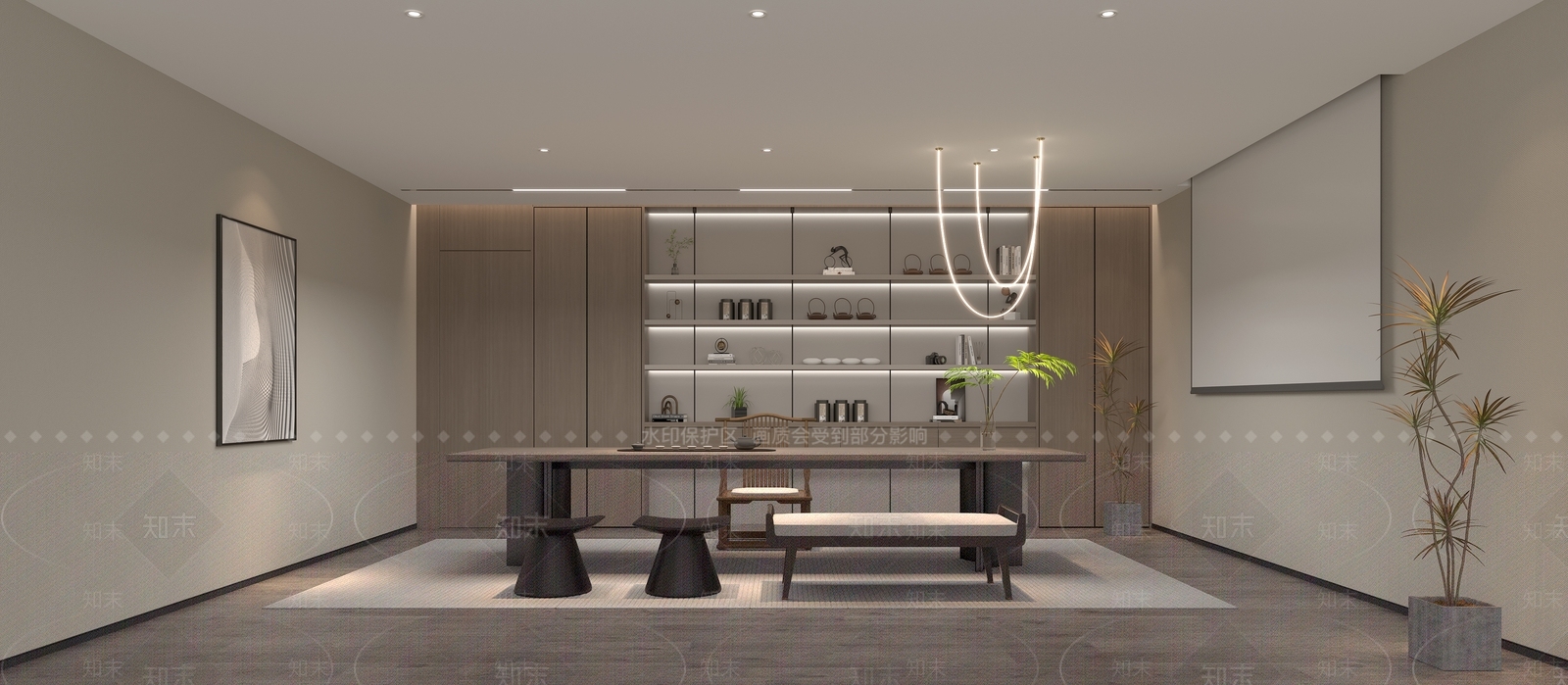 现代新中式茶室3D模型下载【ID:1192330728】