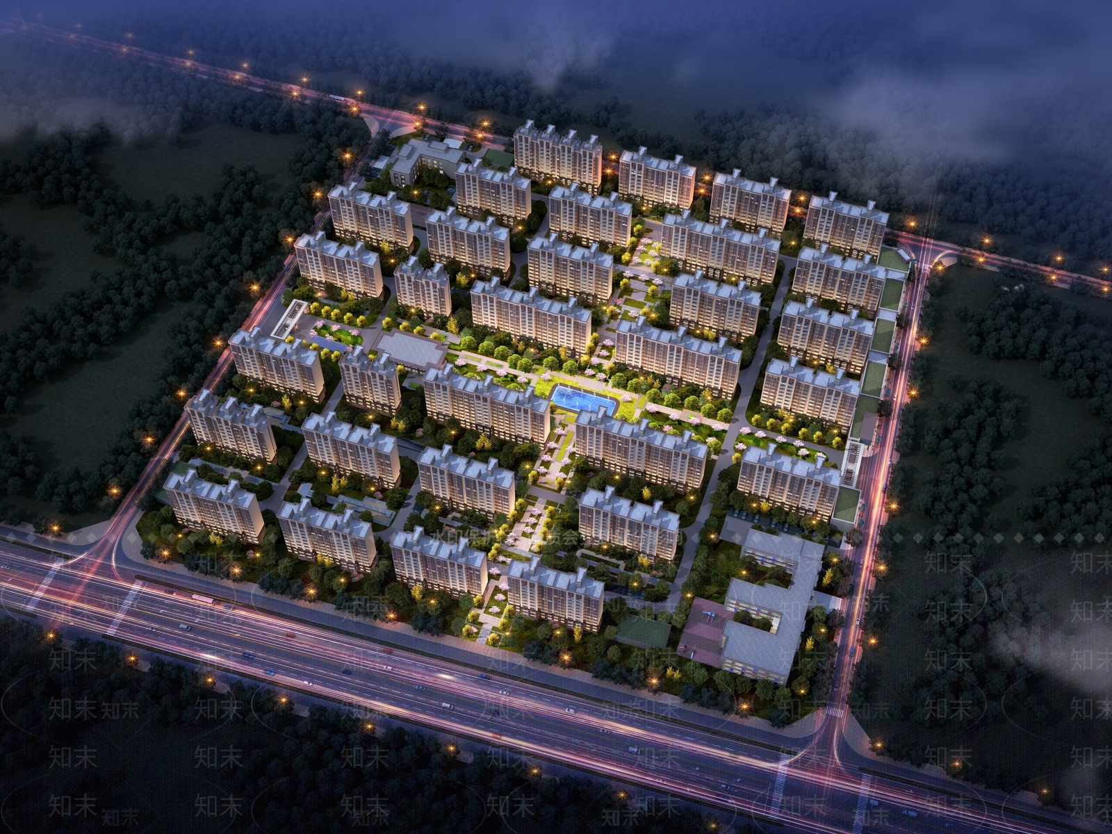 新中式鸟瞰规划3D模型下载【ID:1192332038】