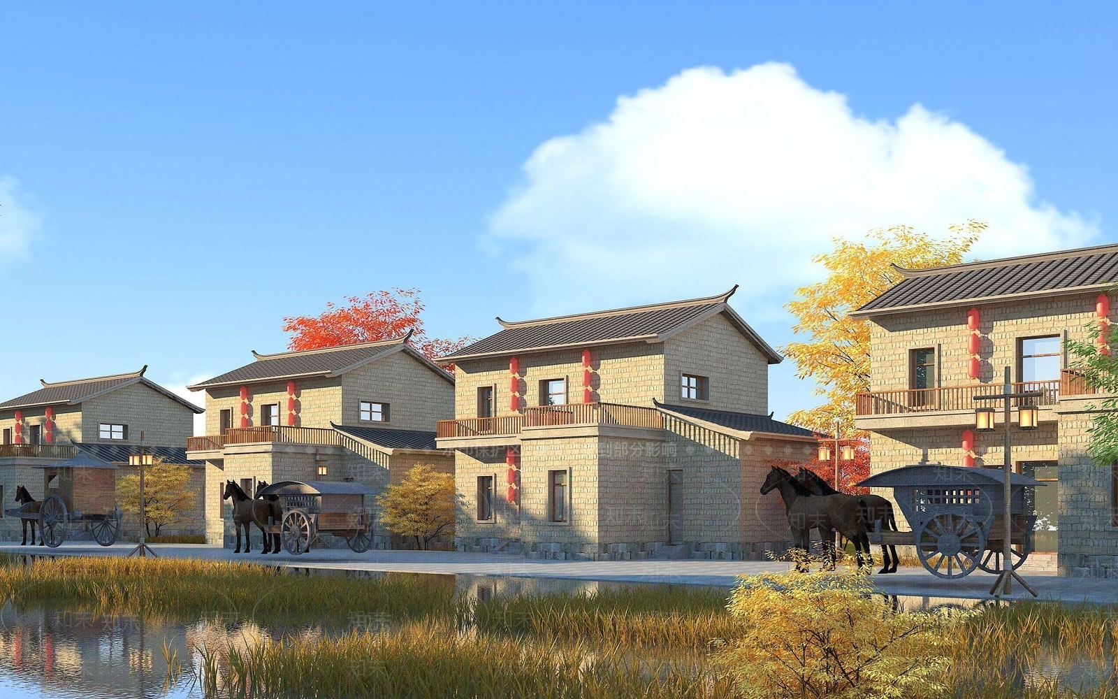 现代乡村民居3D模型下载【ID:1192334342】