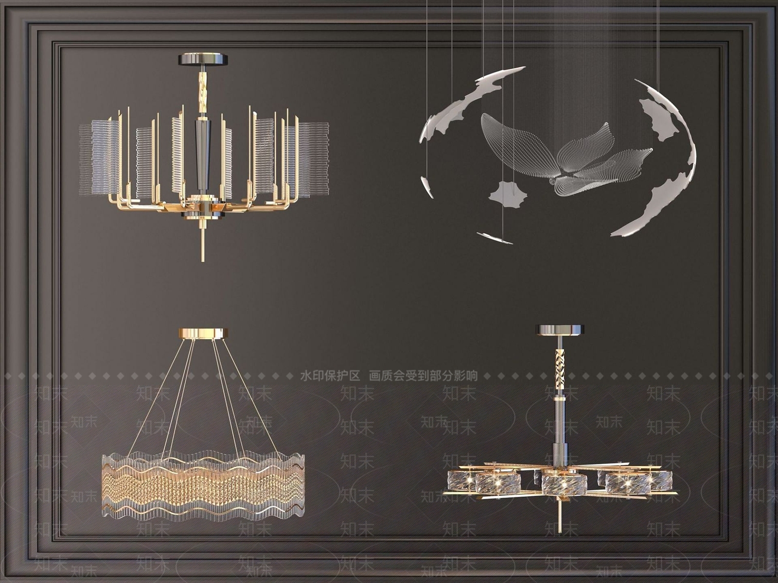 现代客厅水晶吊灯3D模型下载【ID:1192334386】