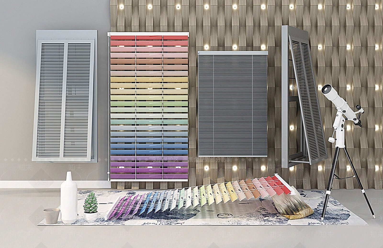 现代彩色百叶窗帘3D模型下载【ID:1192335198】
