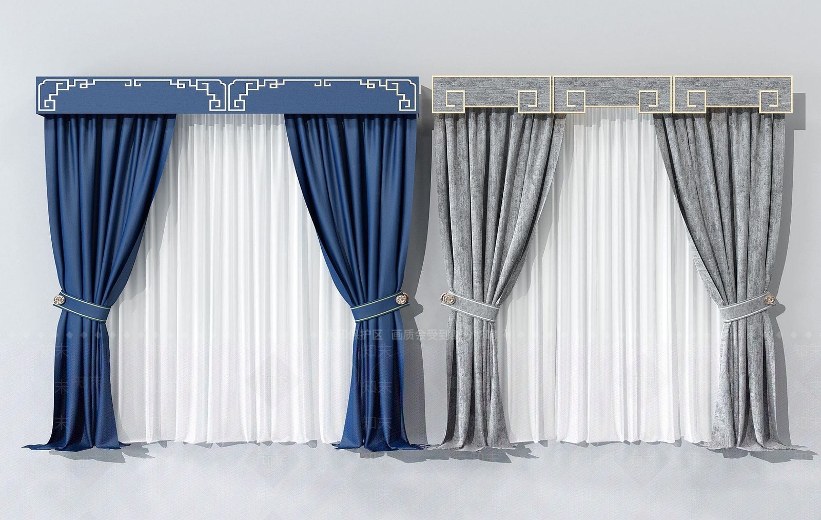 现代窗帘落地帘3D模型下载【ID:1192335808】