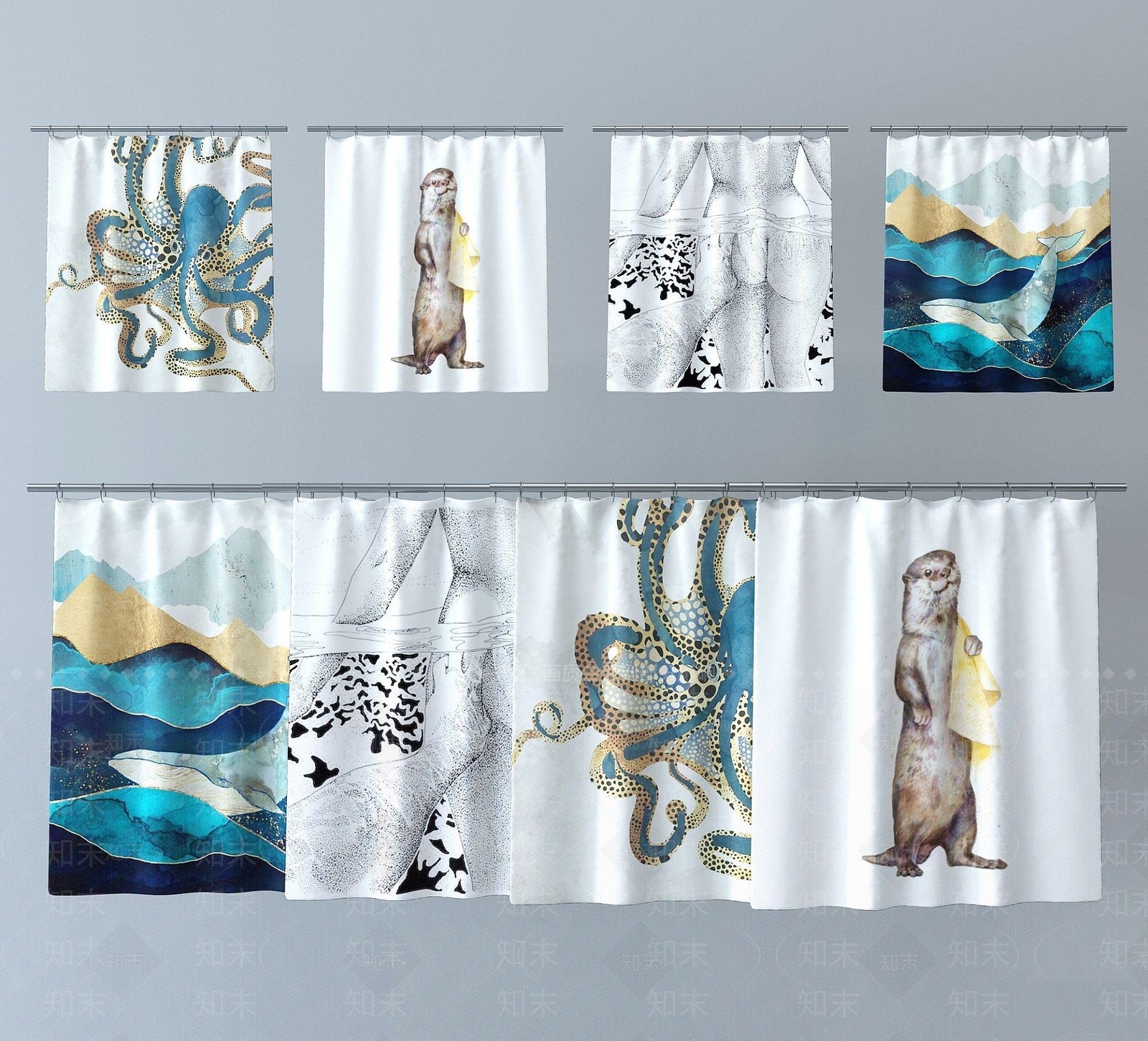 日式窗帘3D模型下载【ID:1192336231】