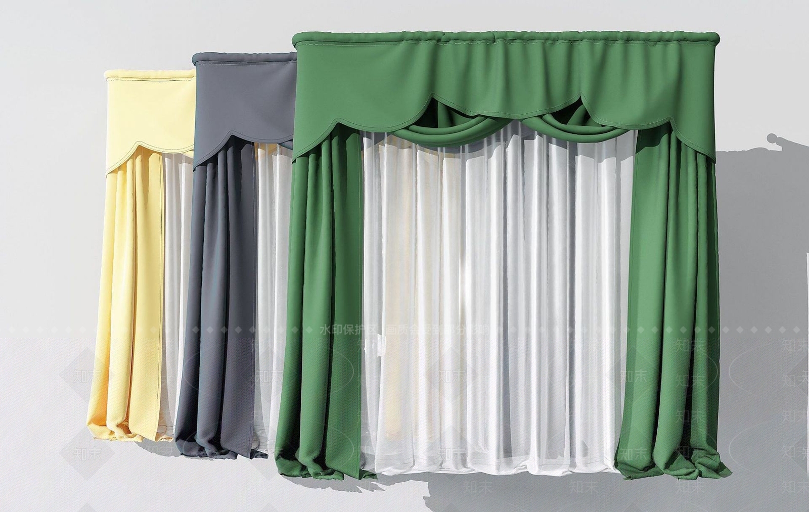 现代窗帘落地帘3D模型下载【ID:1192336454】