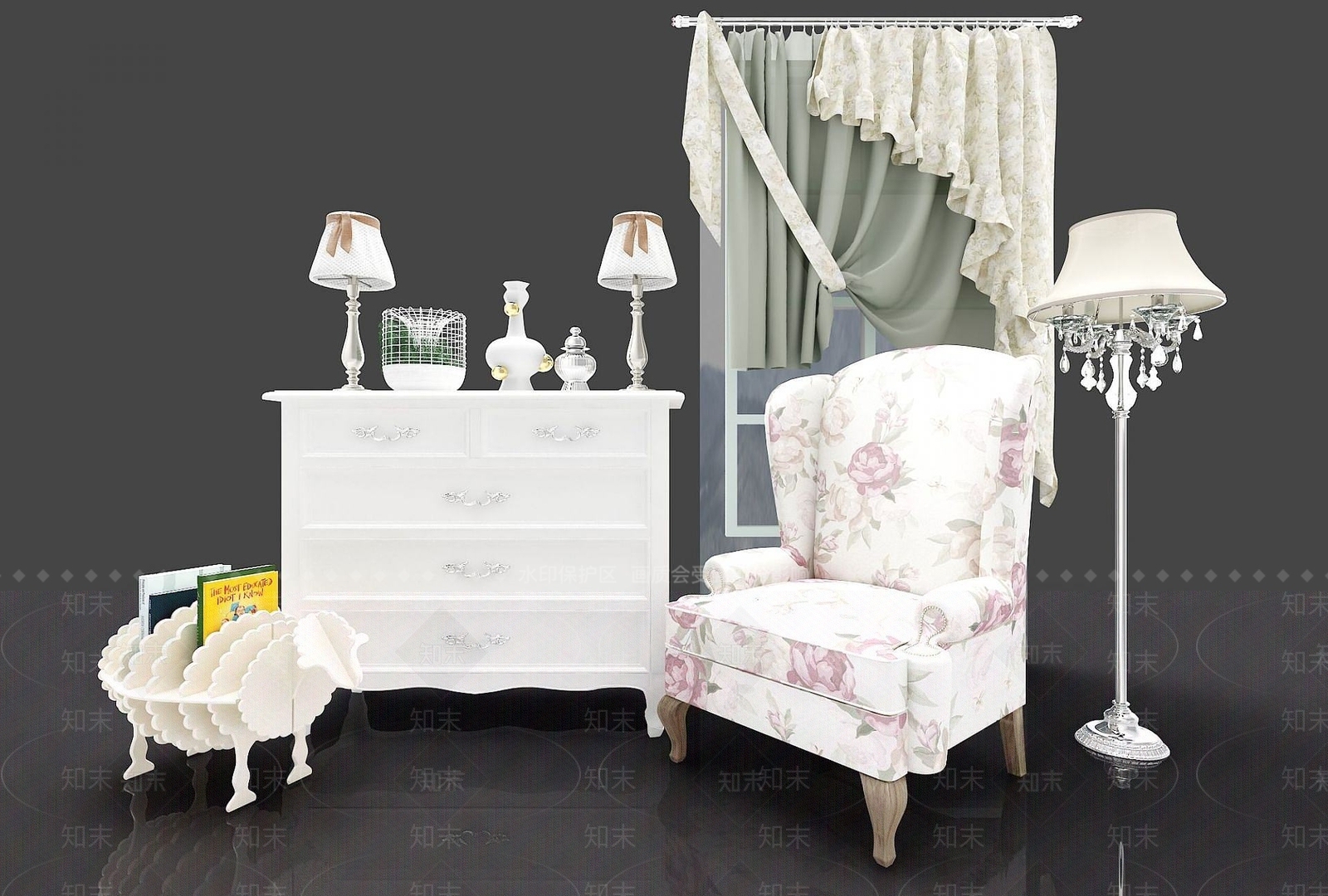 欧式古典欧式家具组合3D模型下载【ID:1192336937】