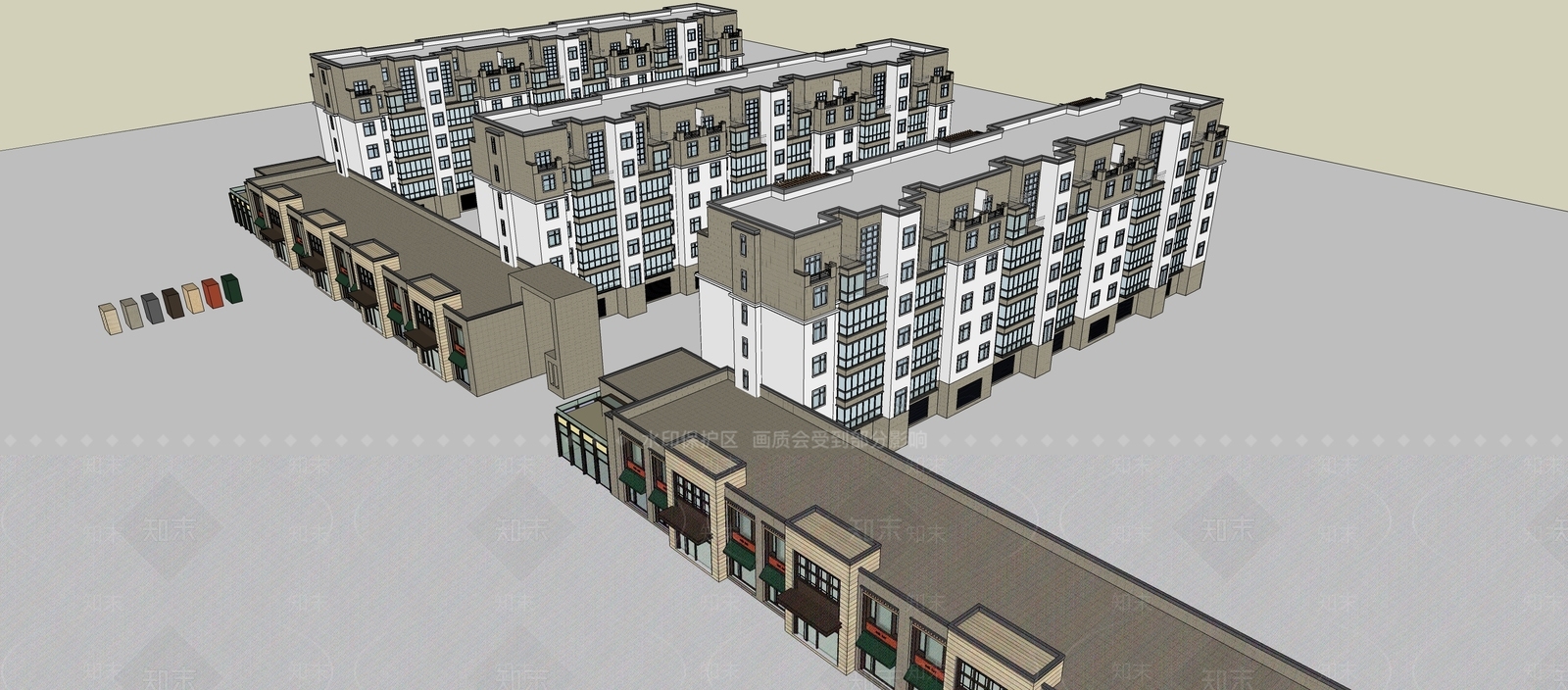 现代多层住宅SU模型下载【ID:1192339532】