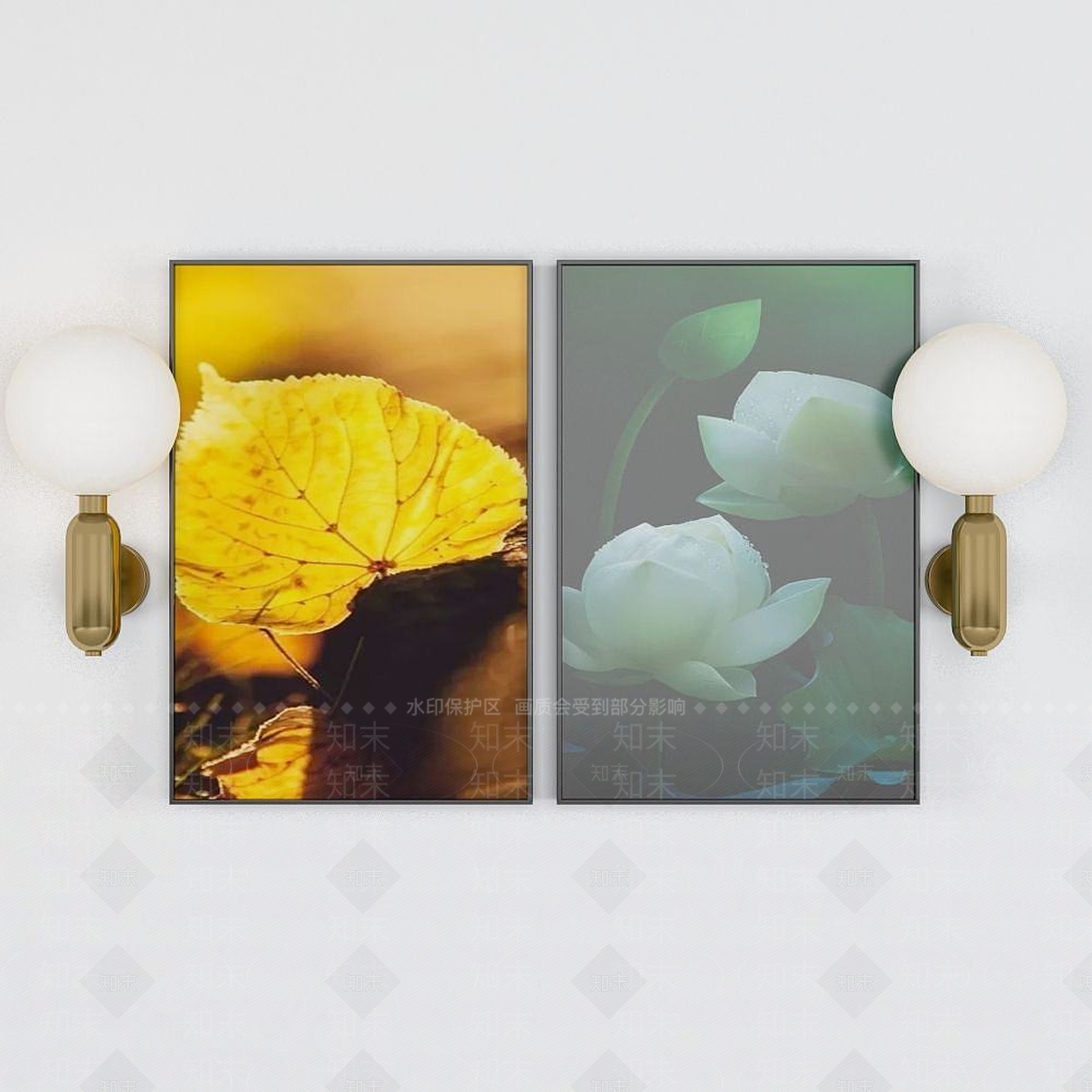 现代树叶装饰挂画3D模型下载【ID:1192341141】