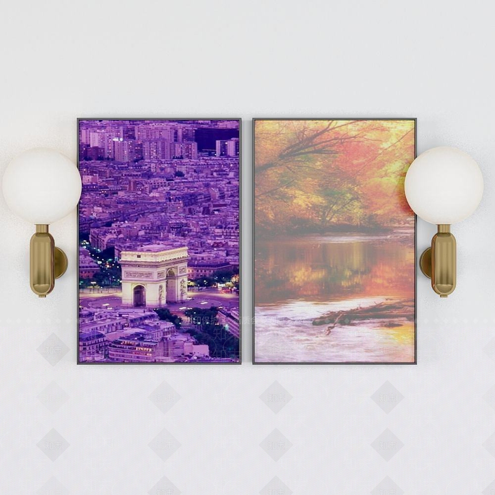 现代古建筑装饰画3D模型下载【ID:1192342765】