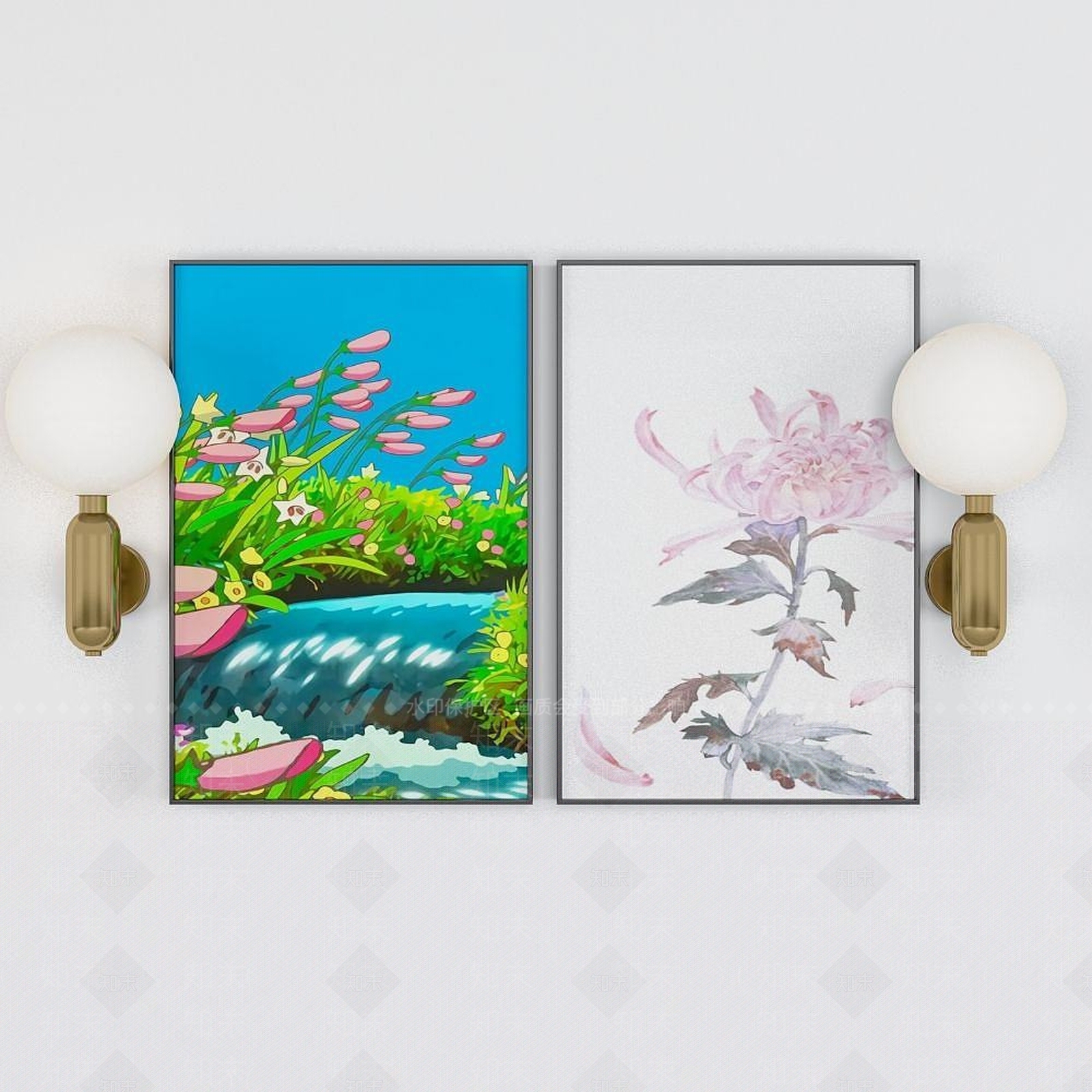 现代卡通墙面装饰画3D模型下载【ID:1192348008】