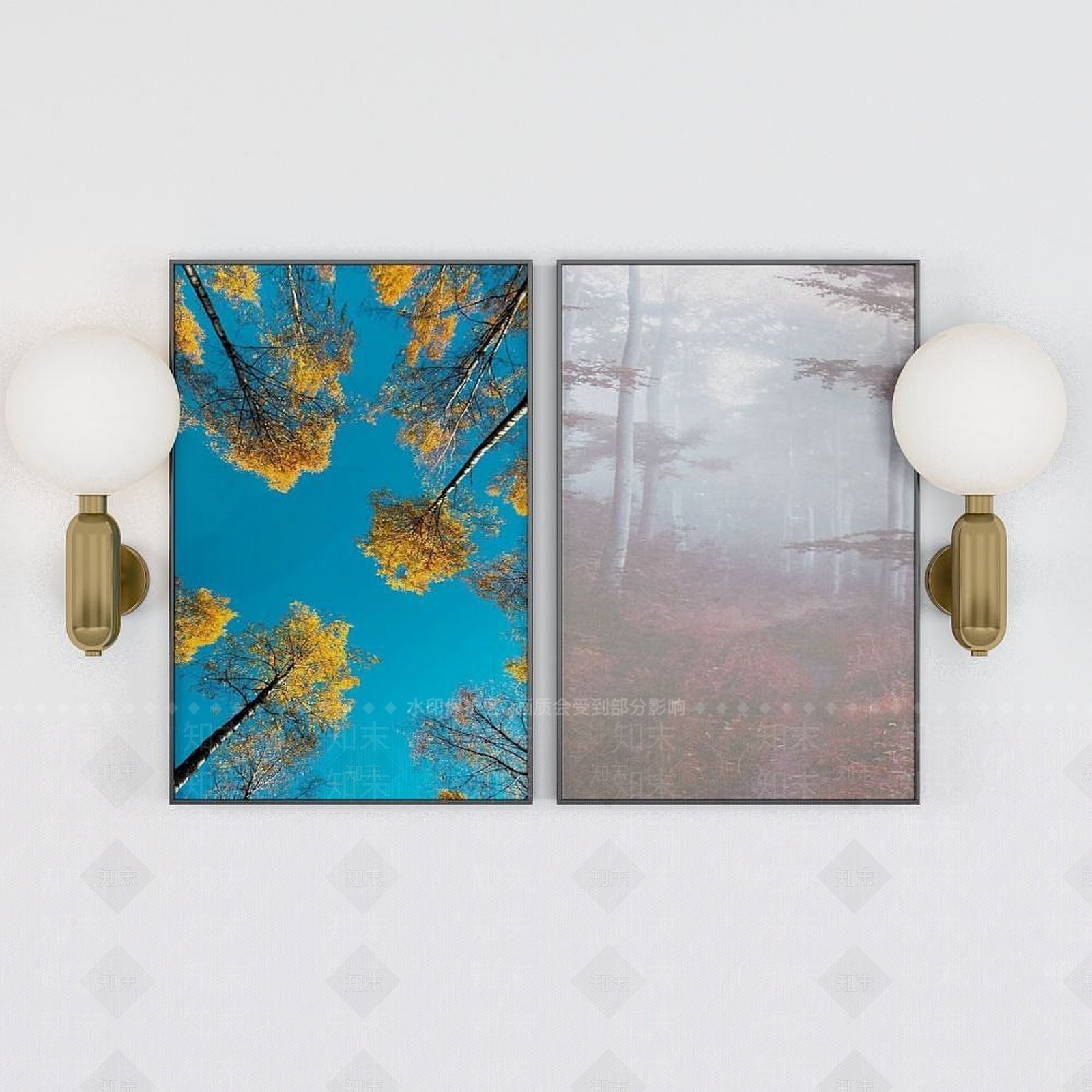 现代树林墙面艺术挂画3D模型下载【ID:1192348900】