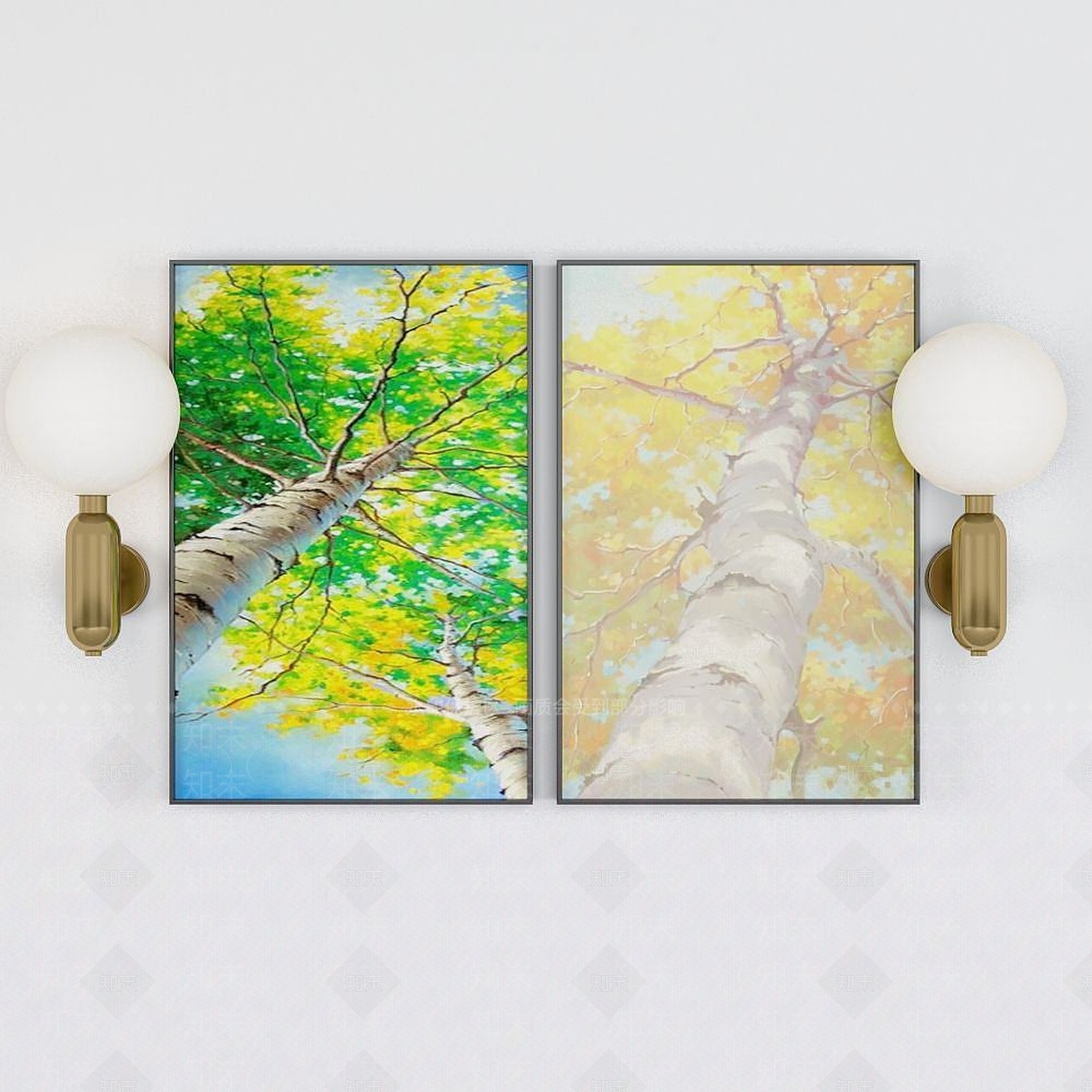 现代树木装饰挂画3D模型下载【ID:1192349009】