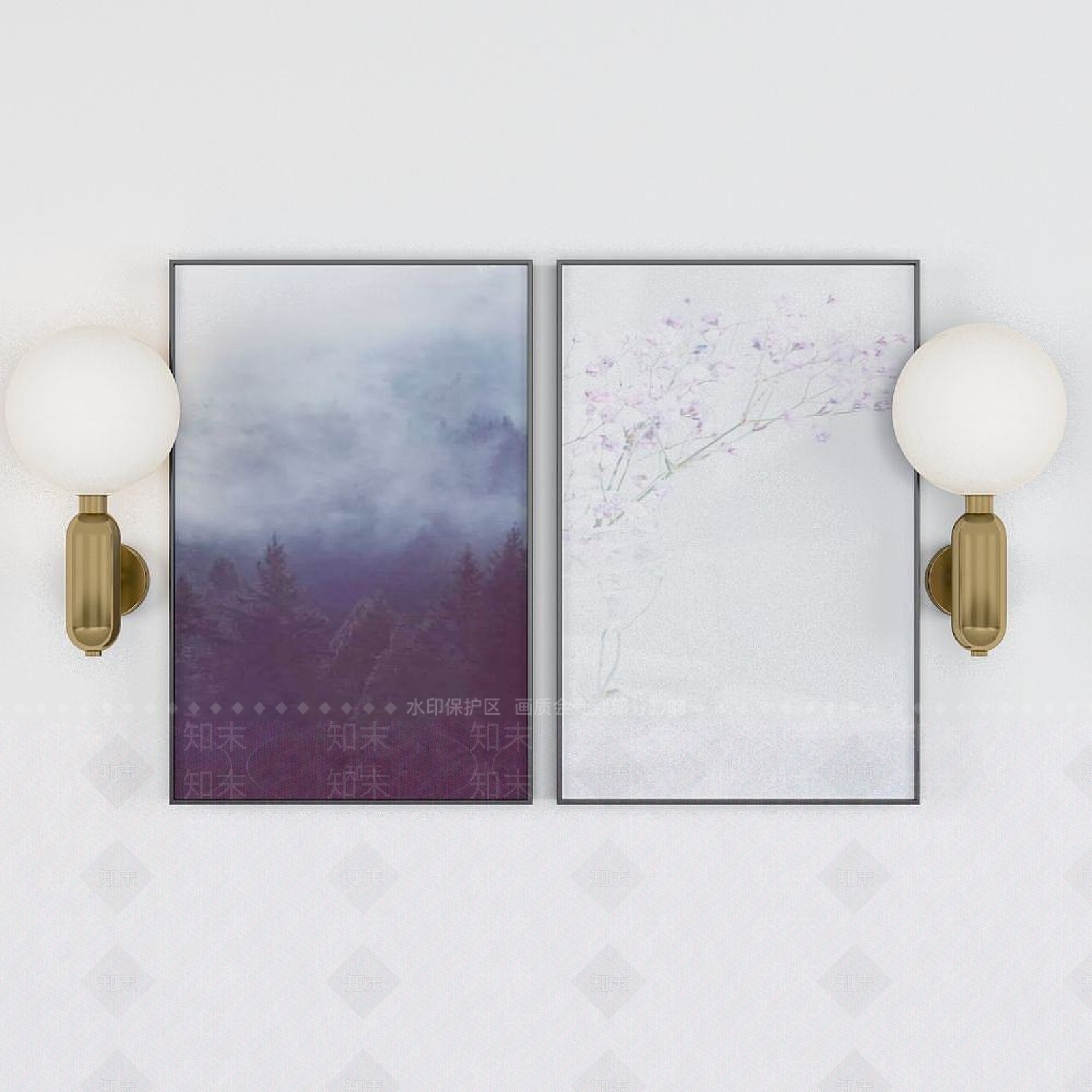 现代卡通墙面装饰画3D模型下载【ID:1192349352】