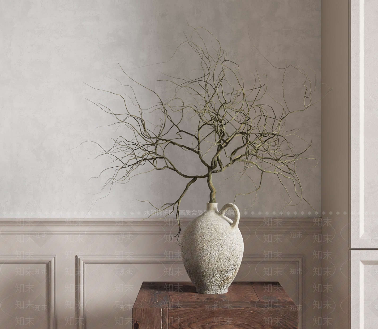中古侘寂花瓶SU模型下载【ID:1192350259】