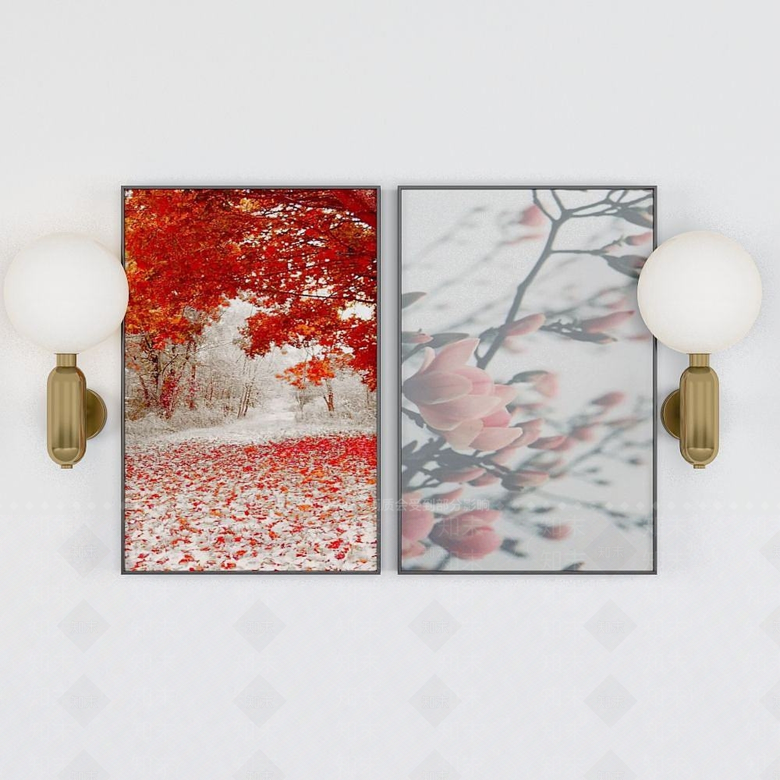 现代枫叶装饰画3D模型下载【ID:1192350205】