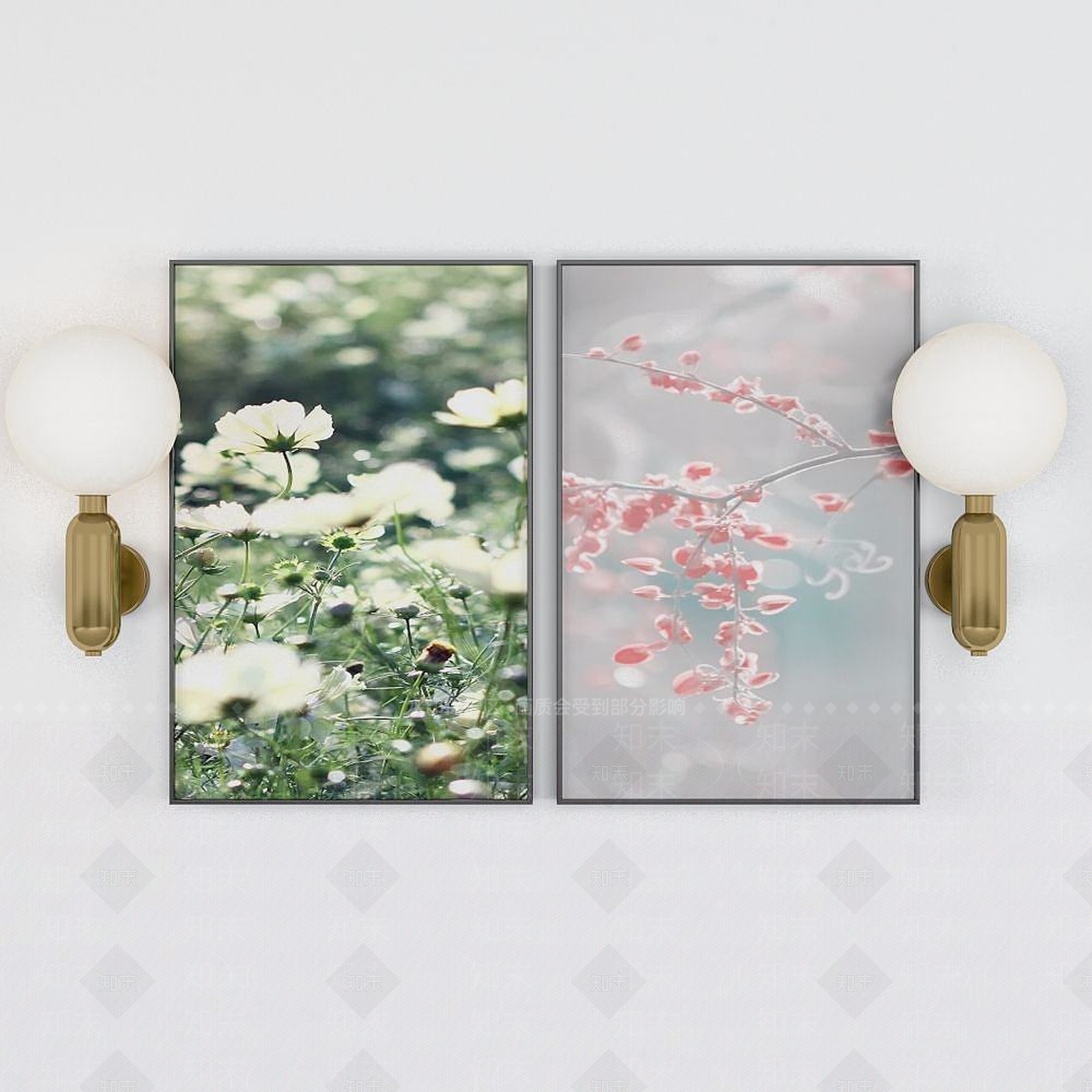 现代花丛墙面装饰画3D模型下载【ID:1192352483】