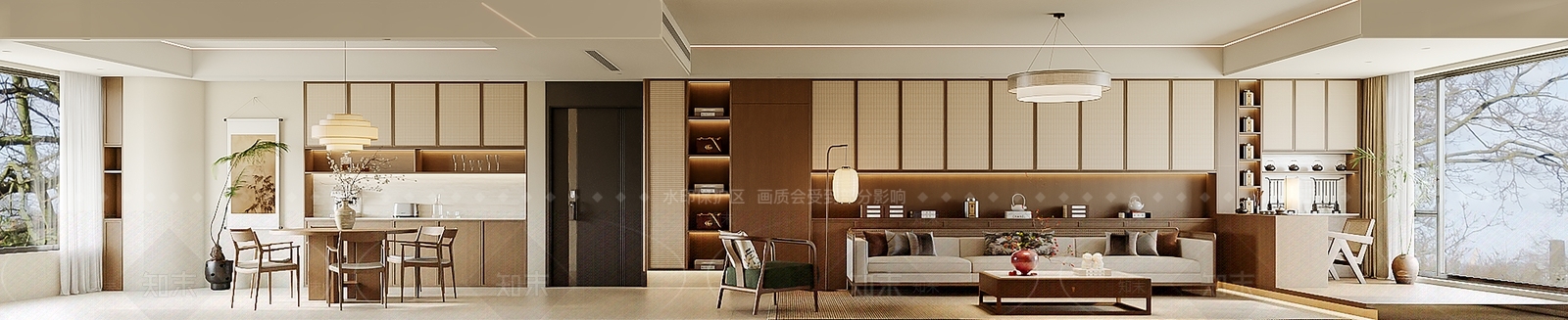新中式客餐厅3D模型下载【ID:1215112199】