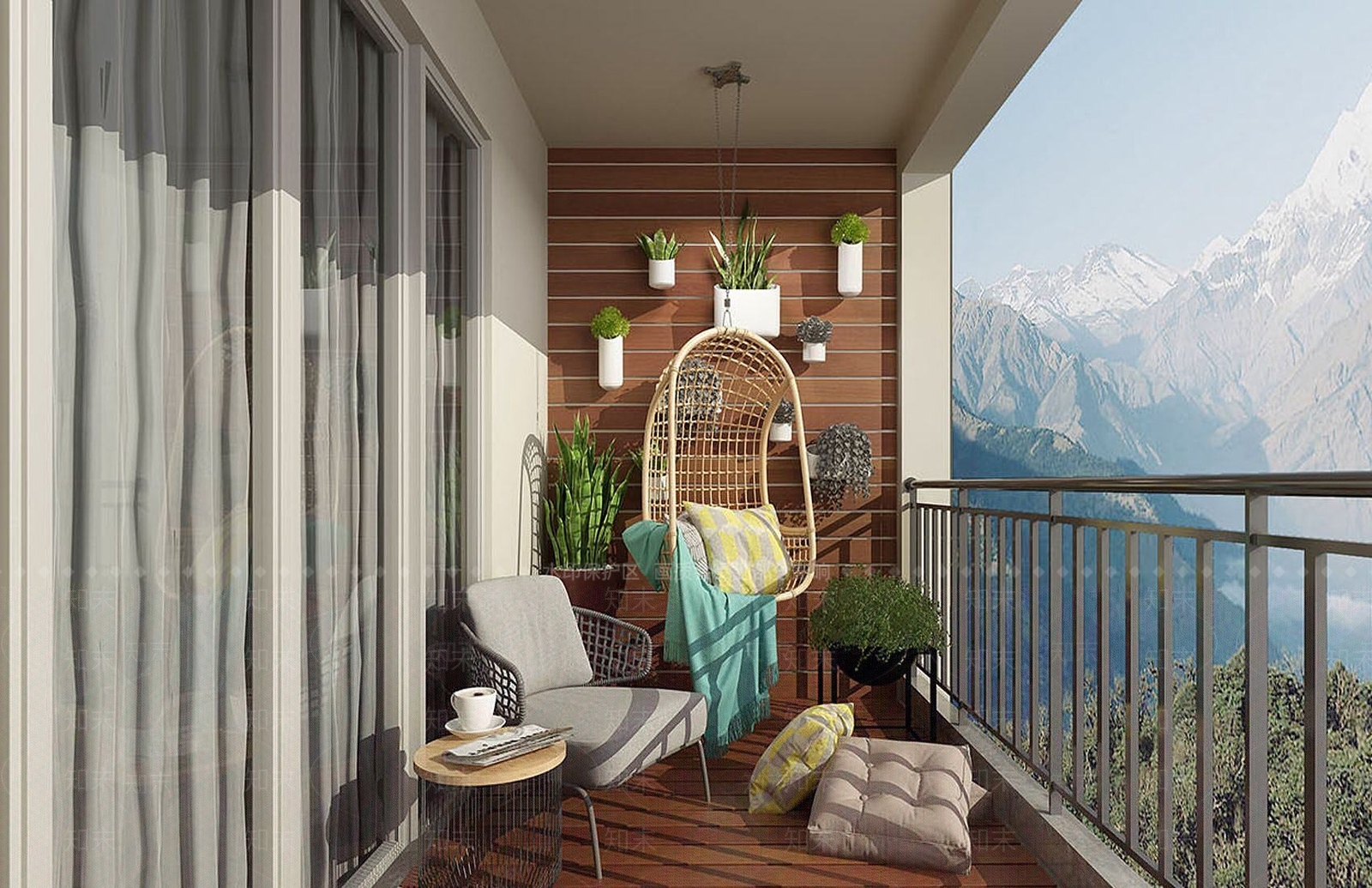 现代阳台观景区3D模型下载【ID:1192354759】