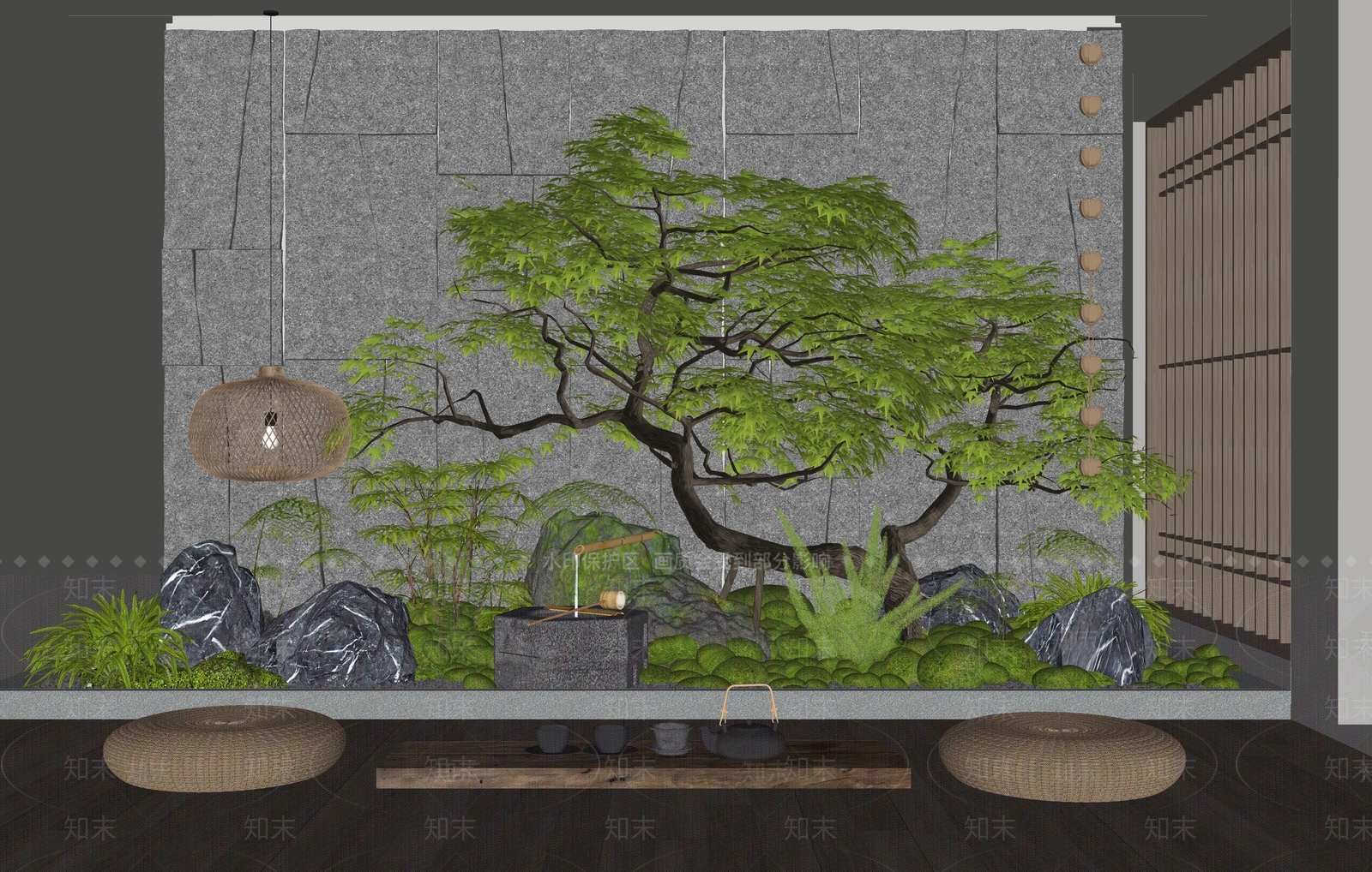 日式庭院小品SU模型下载【ID:1192356212】
