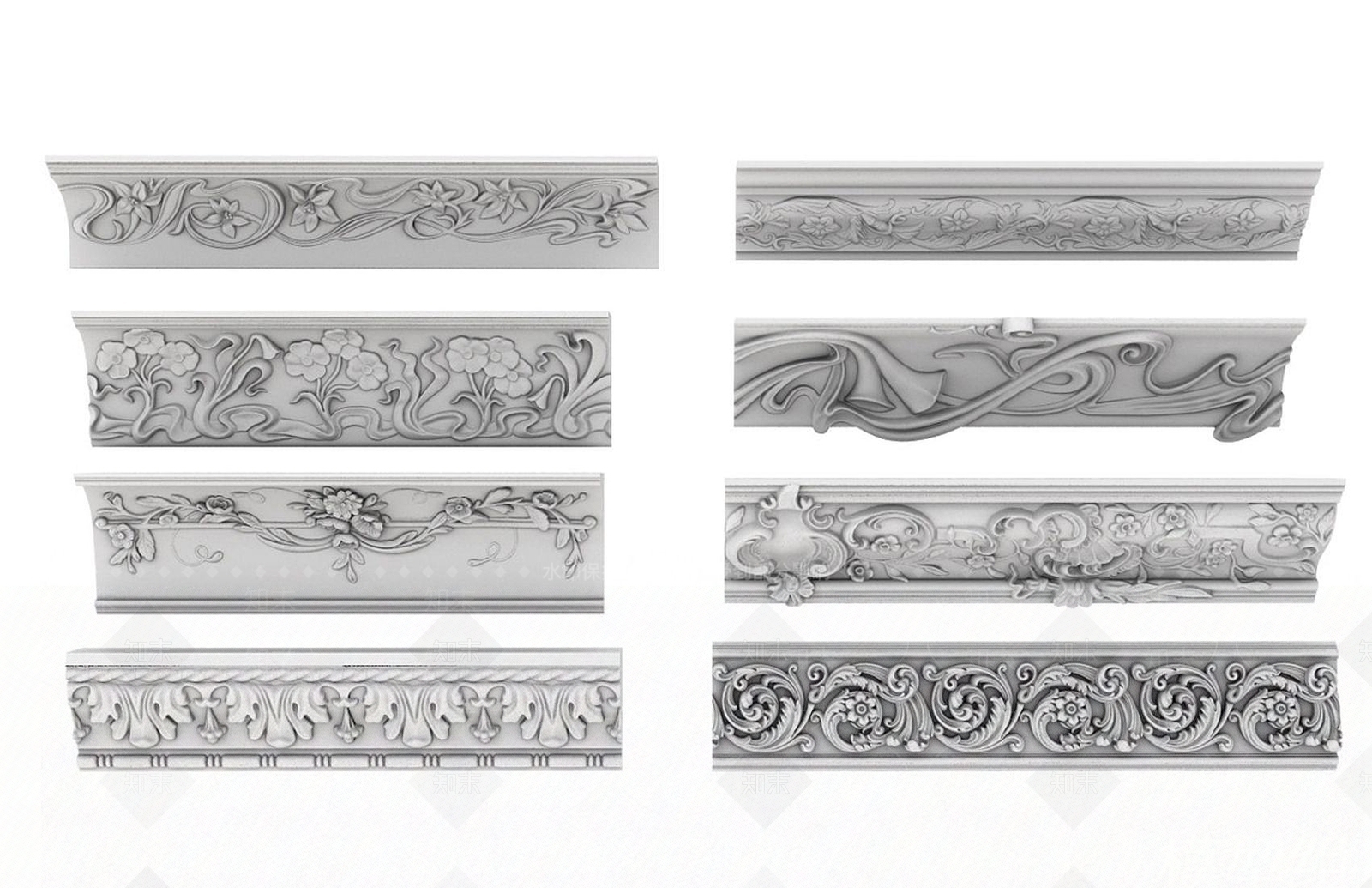 欧式古典欧式石膏线条3D模型下载【ID:1192358043】