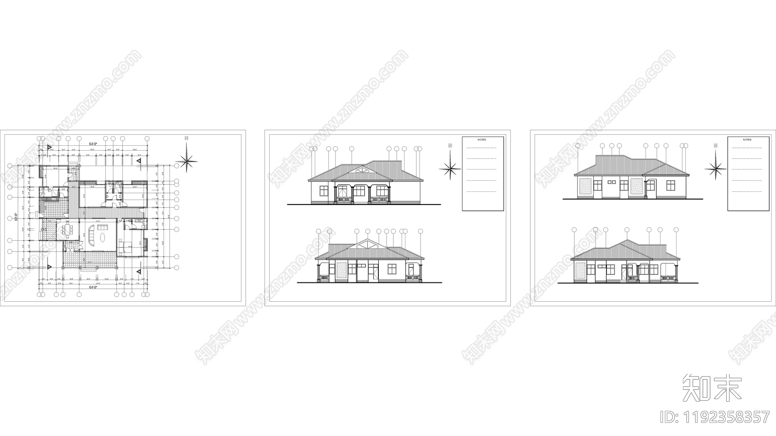现代别墅建筑施工图下载【ID:1192358357】