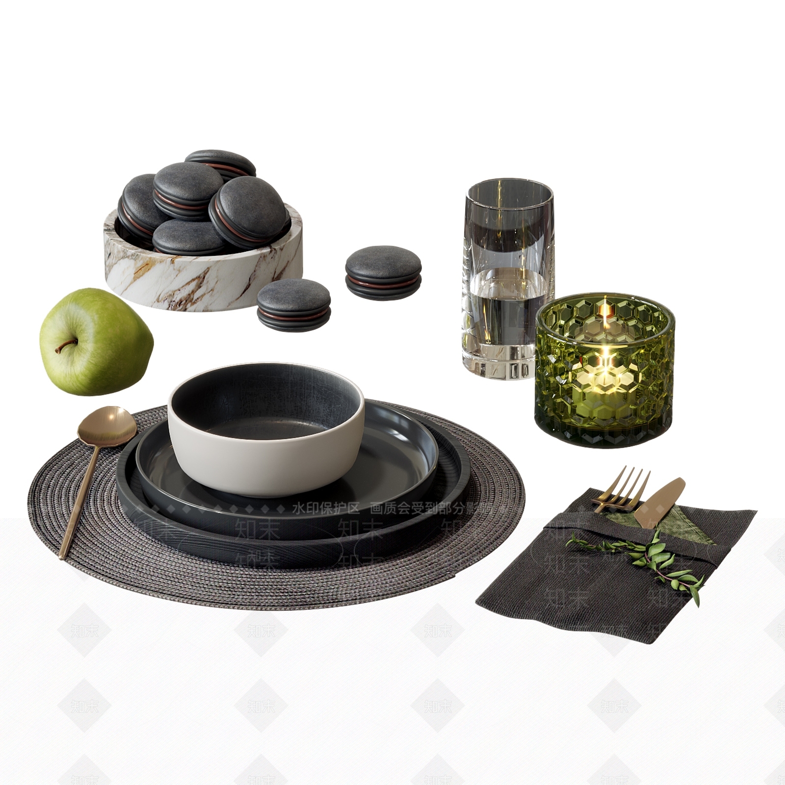餐具SU模型下载【ID:1192359105】