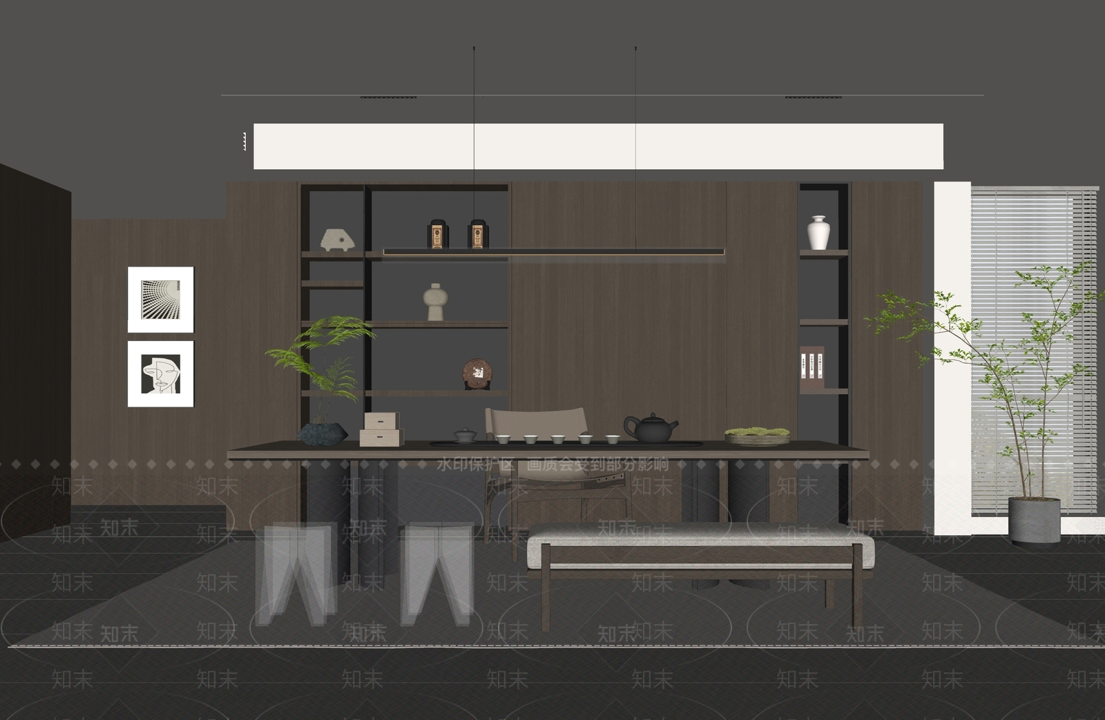 现代意式茶室SU模型下载【ID:1192359351】