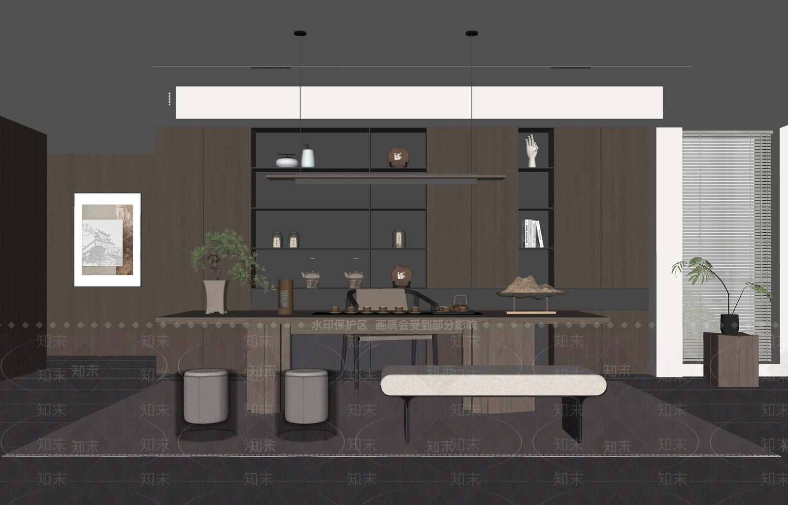 现代意式茶室SU模型下载【ID:1192359572】