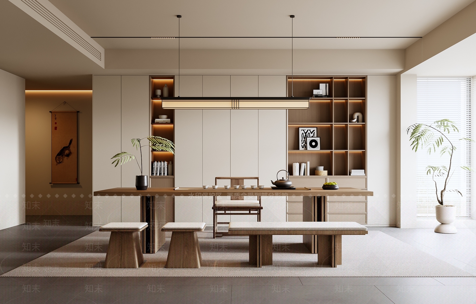 新中式中式茶室SU模型下载【ID:1192359880】